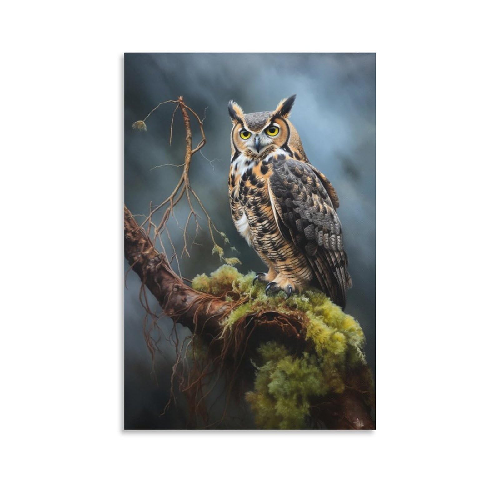 Foccar Unframe-Owl Animal Owl Animal Canvas Wall Art Lovely Rustic Bird Modern Posters Wall Decor Painting Art For Home Room Artwork