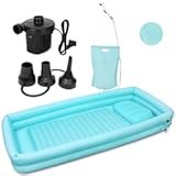 Portable Bath Tubs Adults with Electric Air Pump-– Ideal Bath kit for Seniors, Inflatable Bathtub System, Full Body Wash & Hair Washing for Bedridden/Disabled Patients