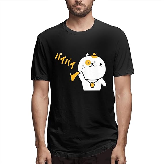 Amazon Co Jp 甘子屋 挨拶ねこバイバイのネコ アニメ アニマル 動物 笑い 半袖tシャツ メンズ クールベスト面白いtシャツ おもしろ文字 創意柄 コットン製 ファッション
