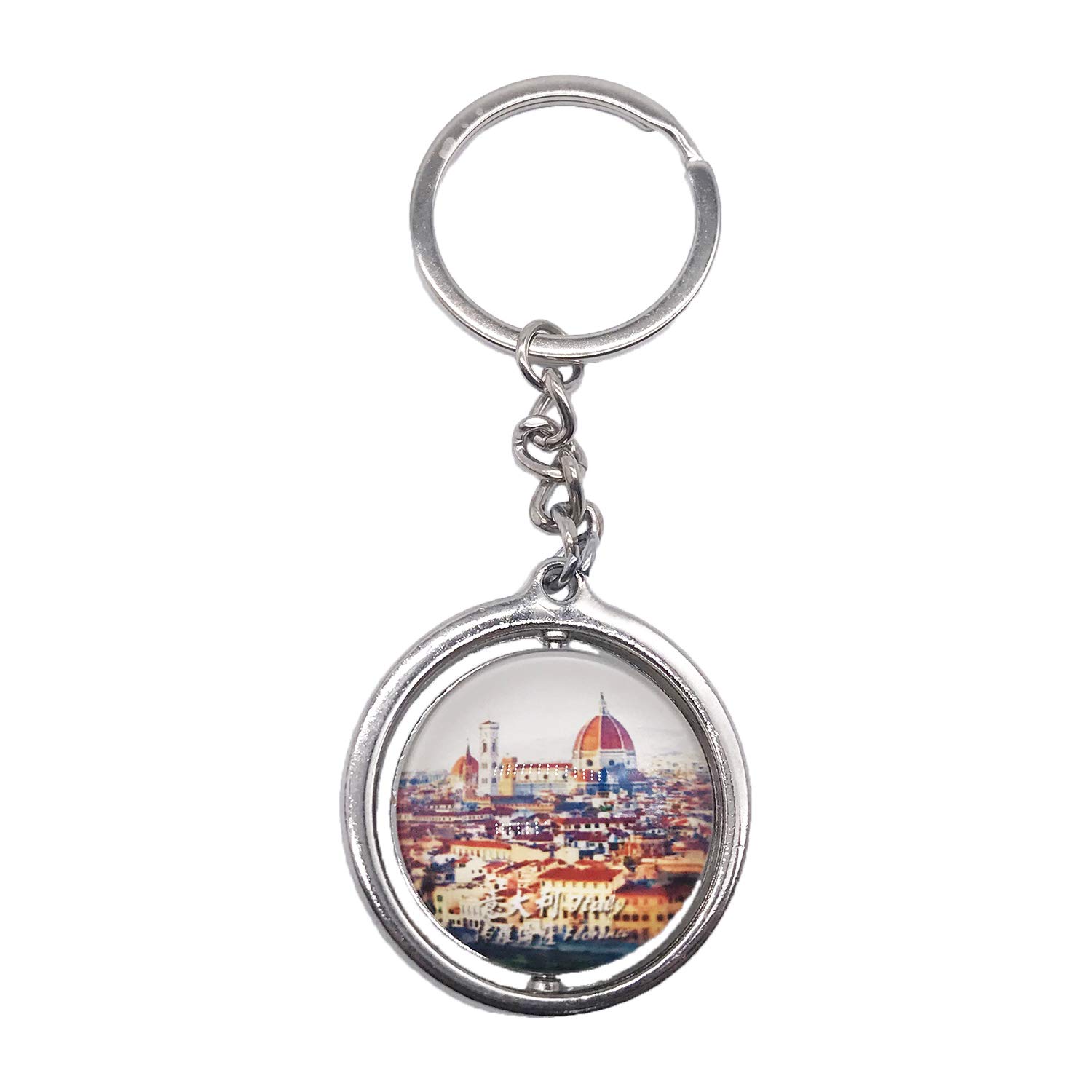 Wedarego Unisex Florence Italy Florence Firenze Italy 3D Glass Crystal Keychain Keyring Rotating Decoration Tourist Souvenir Men Women Accessories Gift Rotating Decoration