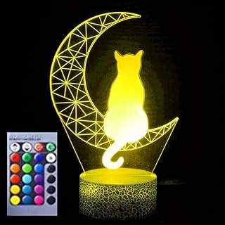 Jinson well 3D gato led lámpara de ilusión óptica luz nocturna 16 cambio de color mesa escritorio decoración lámparas acrílico plano ABS USB cable creativo juguete