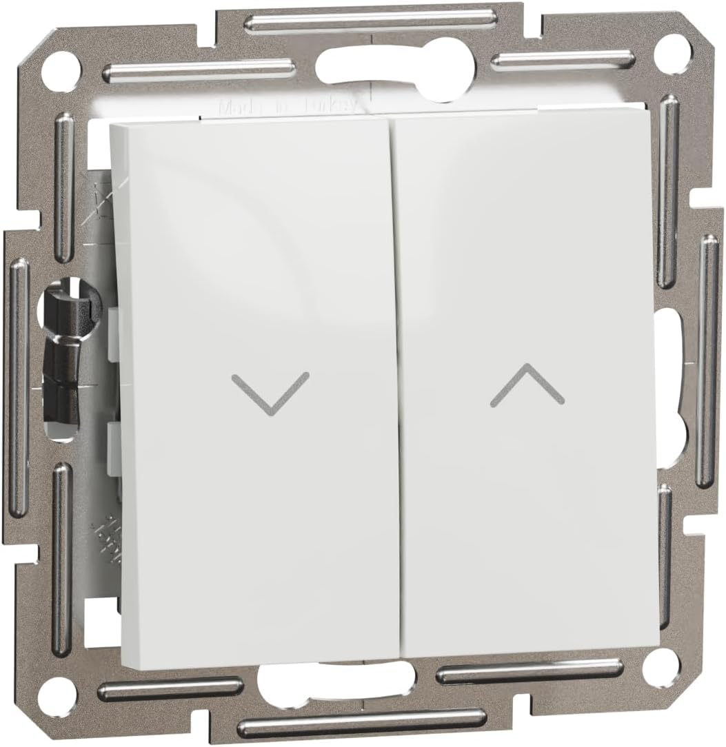 Schneider Electric Asfora EPH1370121D Bouton de volet roulant 10 A-250 V LED encastré, bouton de volet roulant, bornes à enficher, blanc (Lot de 5)