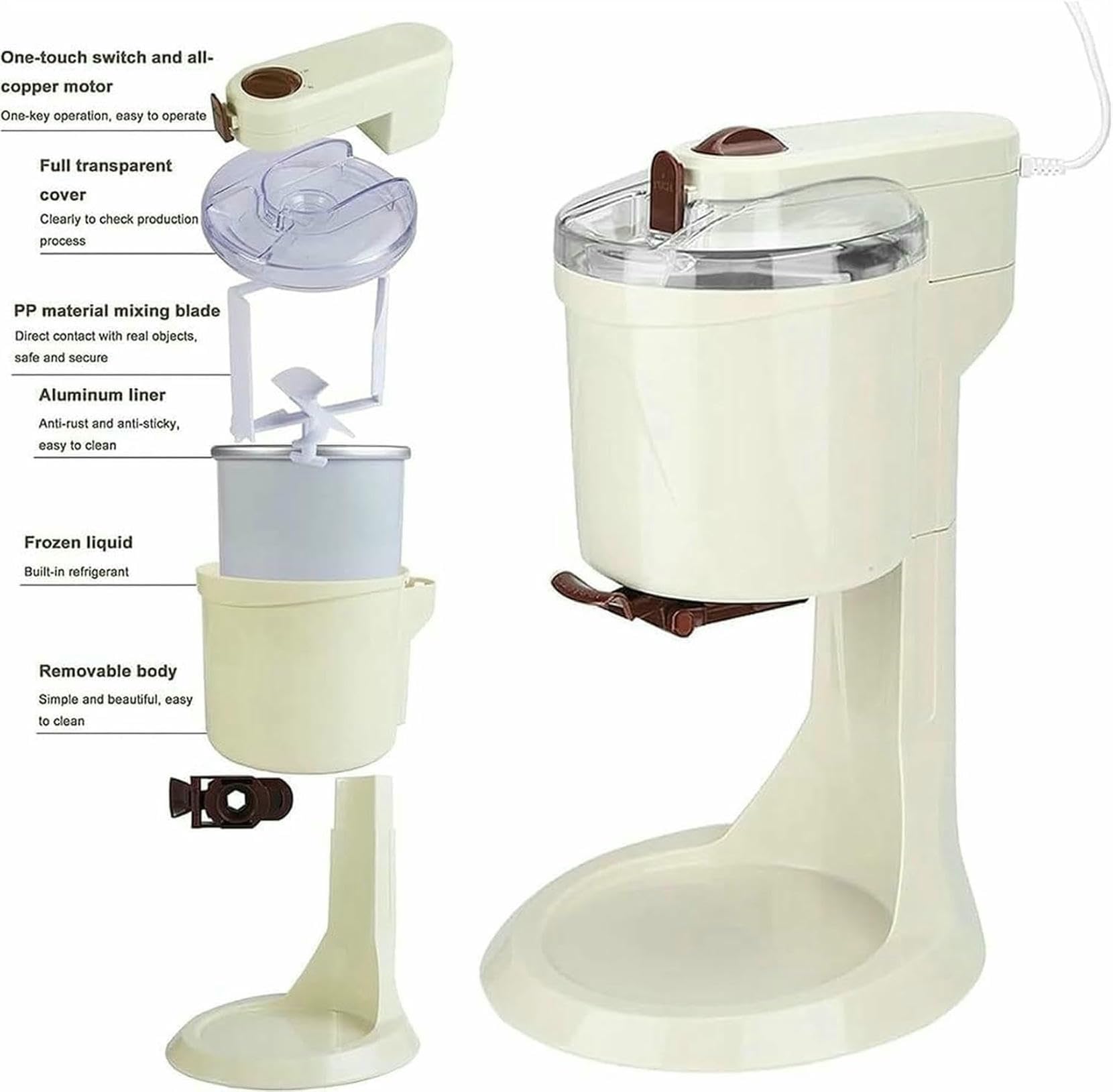 Gelatiera Autorefrigerante, Macchina per Gelato alla Frutta da Dessert, gelatiera Domestica per Gelato, Sorbetti, Yogurt, Frullati