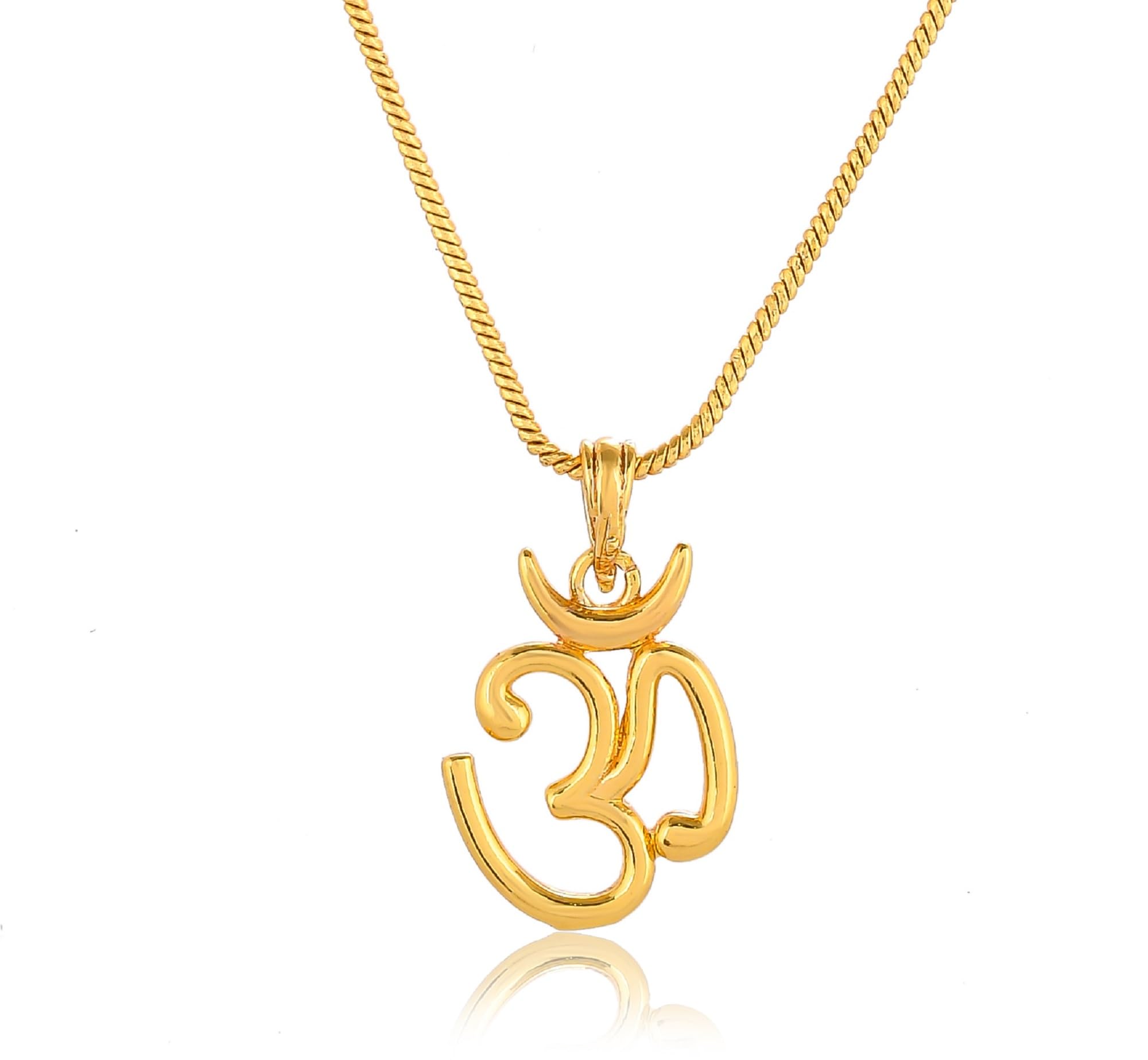 Shiva Om Pendant Locekt with Gold Plated Brass Chain For Boys Men Women Girls