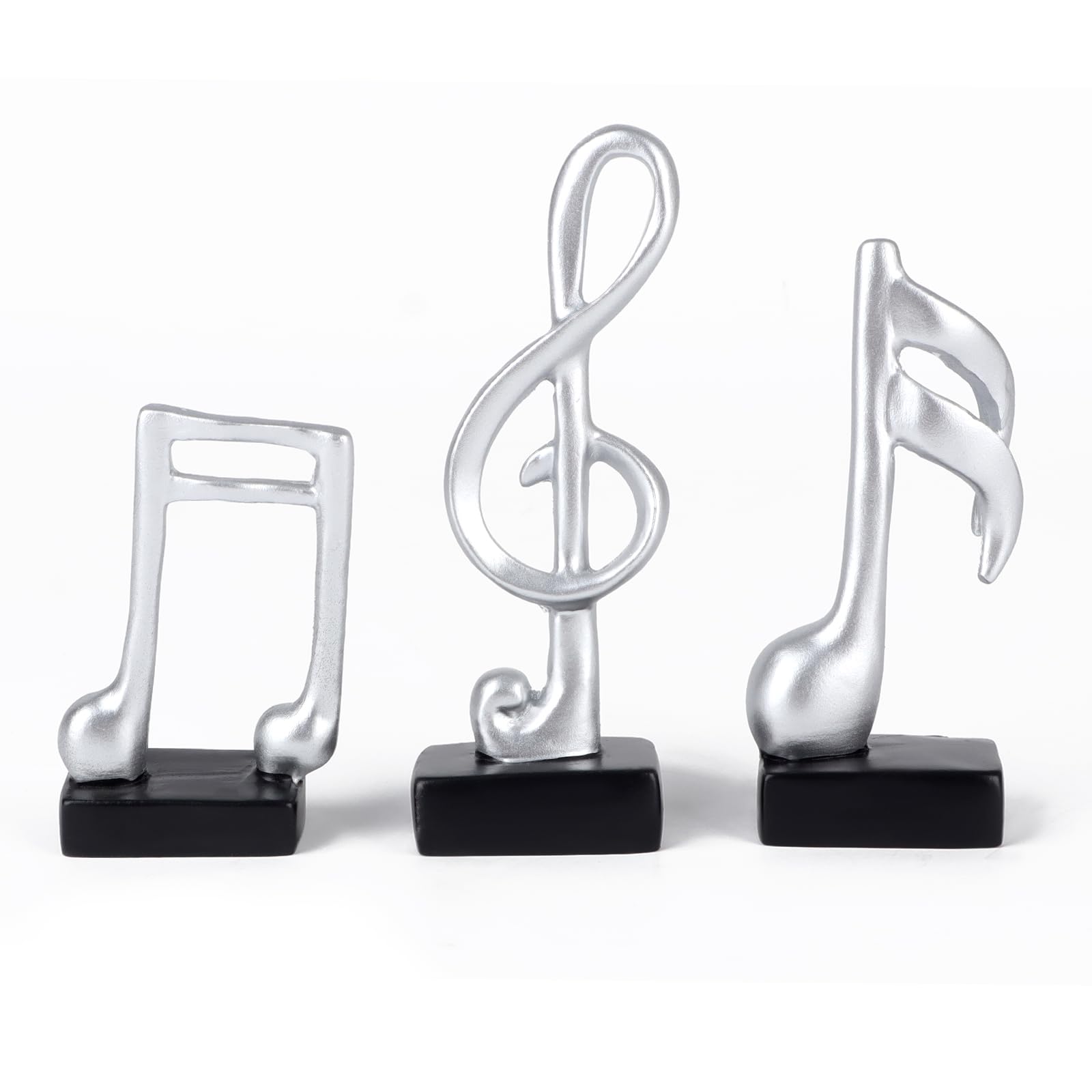 Yunjuhop 3pcs Musical Decor Gifts Escultura Moderna,Figuras Decorativas Casa,Decoración del Hogar Estantes Negros,Decoración de Mesa para Salón,Oficina,Regalos,Souvenir (Plata)