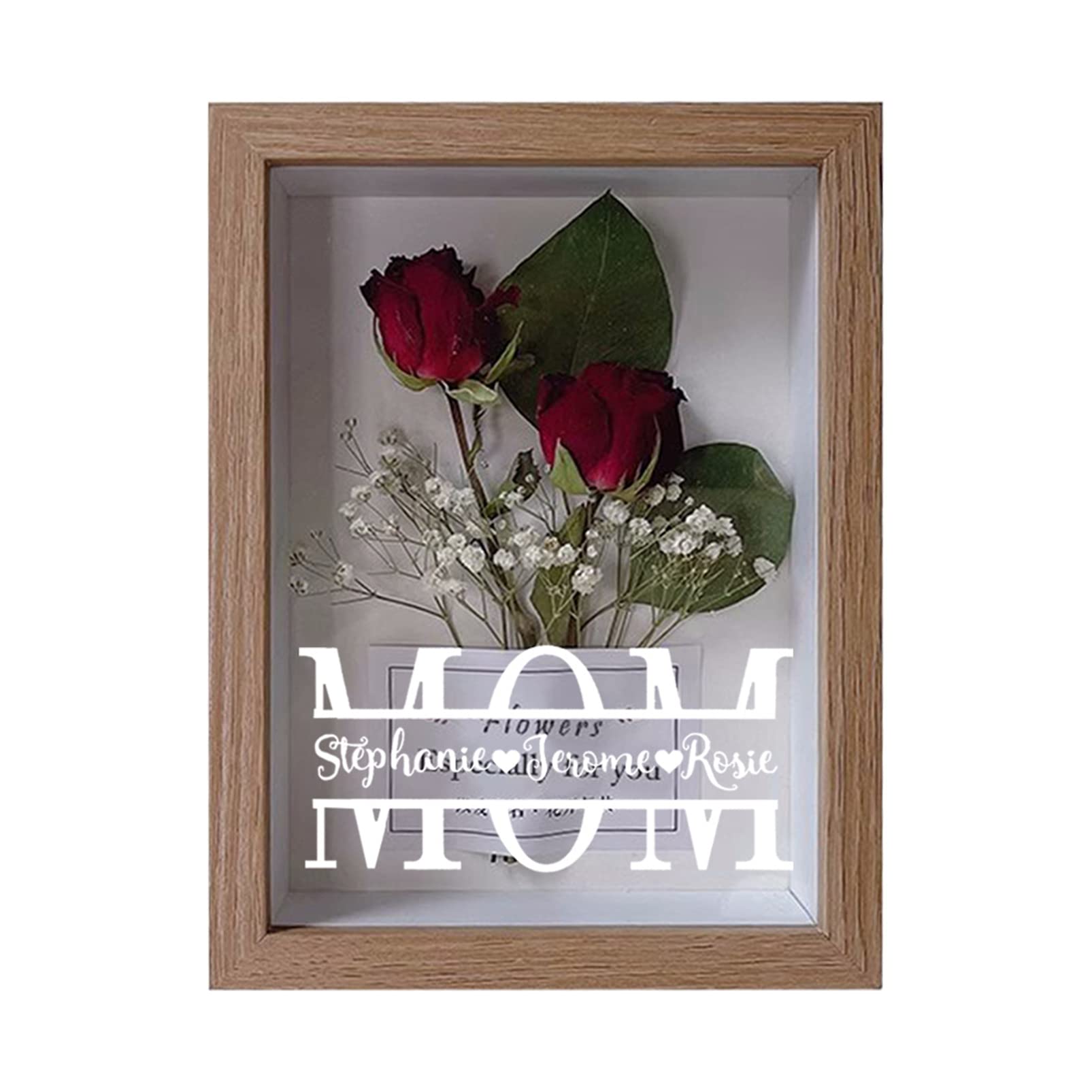 Boîte à ombre personnalisée pour maman avec nom rose préservée - Cadre photo personnalisé pour mémoire de forme - Vitrine de fleurs d'anniversaire pour maman et grand-mère - Cadre blanc - Rose rouge Boîte à ombre personnalisée pour maman avec nom rose préservée - Cadre photo personnalisé pour mémoire de forme - Vitrine de fleurs d'anniversaire pour maman et grand-mère - Cadre blanc - Rose rouge