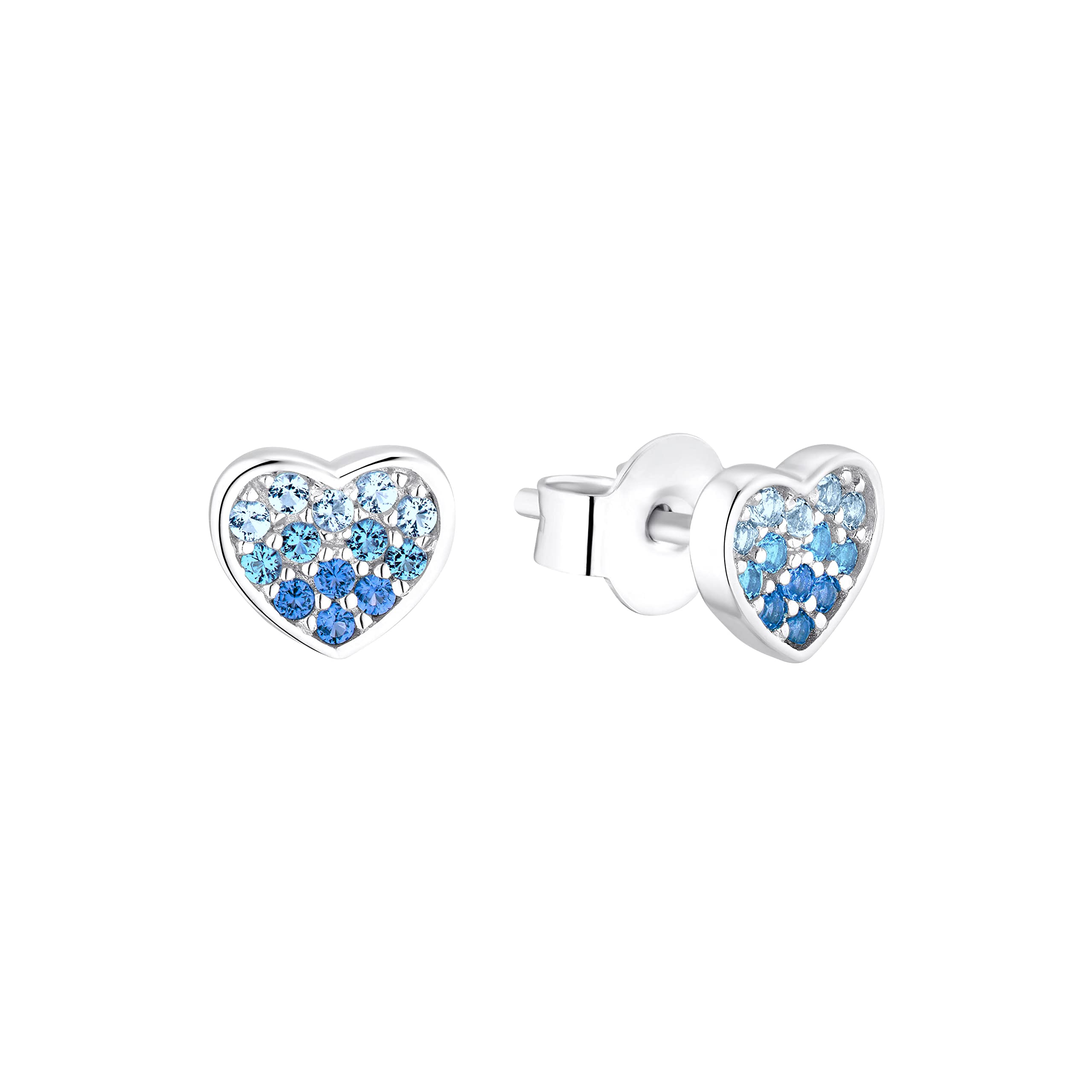 s.Oliver stud earrings 925 Sterling silver girls' children's earrings, with zirconia synth., 0.6 cm, silver, heart, comes in jewelry gift box