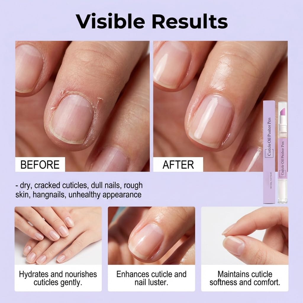 Stylo repousse-cuticules 2 en 1,Cuticle Oil Pusher Pen for Nails, 2 En 1 Stylo à Huile Pour Cuticules,Dissolvant Pen Pour Cuticules Avec Céramique Pointe Pour Ongles Secs Craquelés