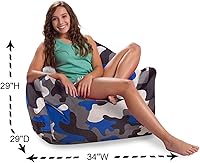 Vista 8 de Posh Creations Puf estructurado cómodo para jugar, leer y ver la televisión, Malibu Lounge, tela de lona para colorear, criaturas