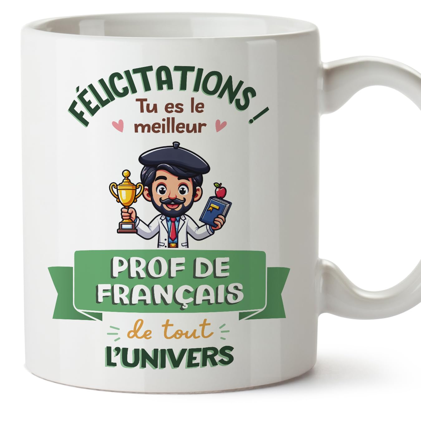 MUGFFINS French Teacher Man Mug - in French - Meilleur Univers Trophée - Funny Gift for Colleagues - Ceramic 11oz Mug — image 1