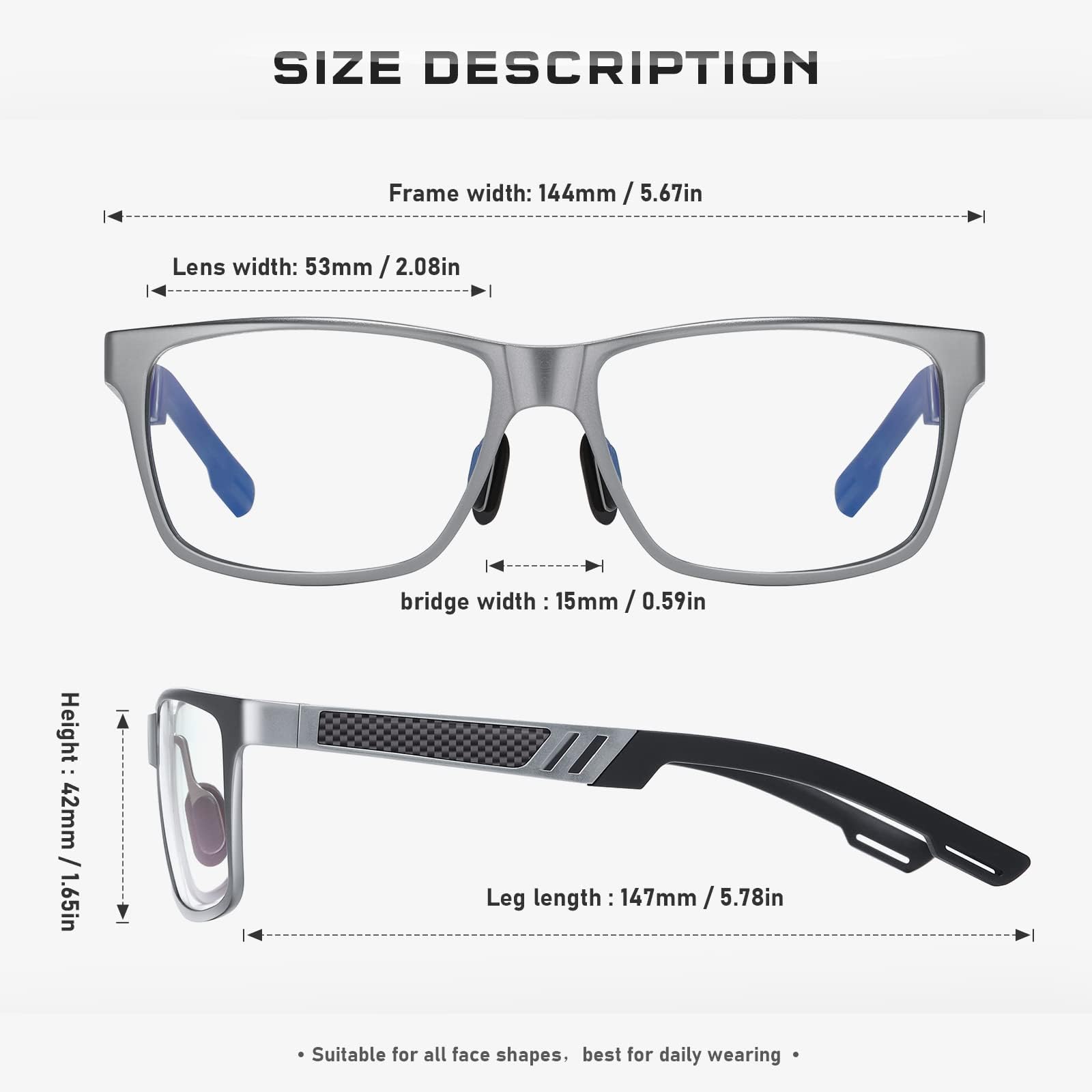 Gafas con bloqueo de luz azul para hombre y mujer, gafas de juego, gafas de pantalla de ordenador, marco de metal