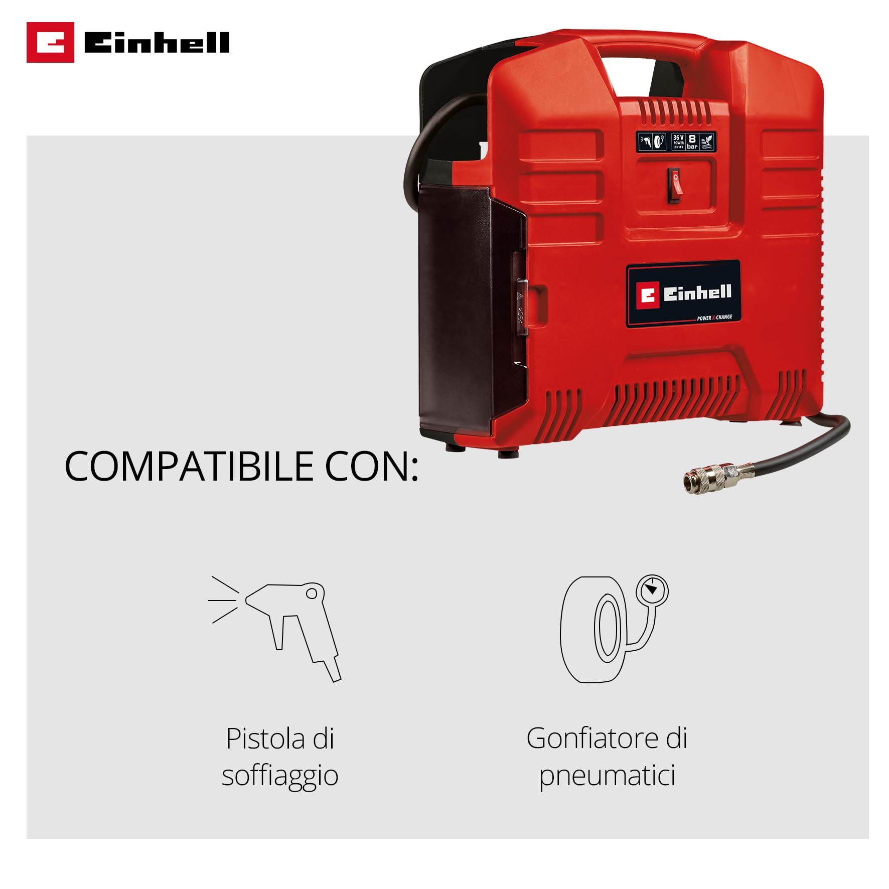 Einhell Compressore portatile TE-AC 36/8 Li OF Set-Solo