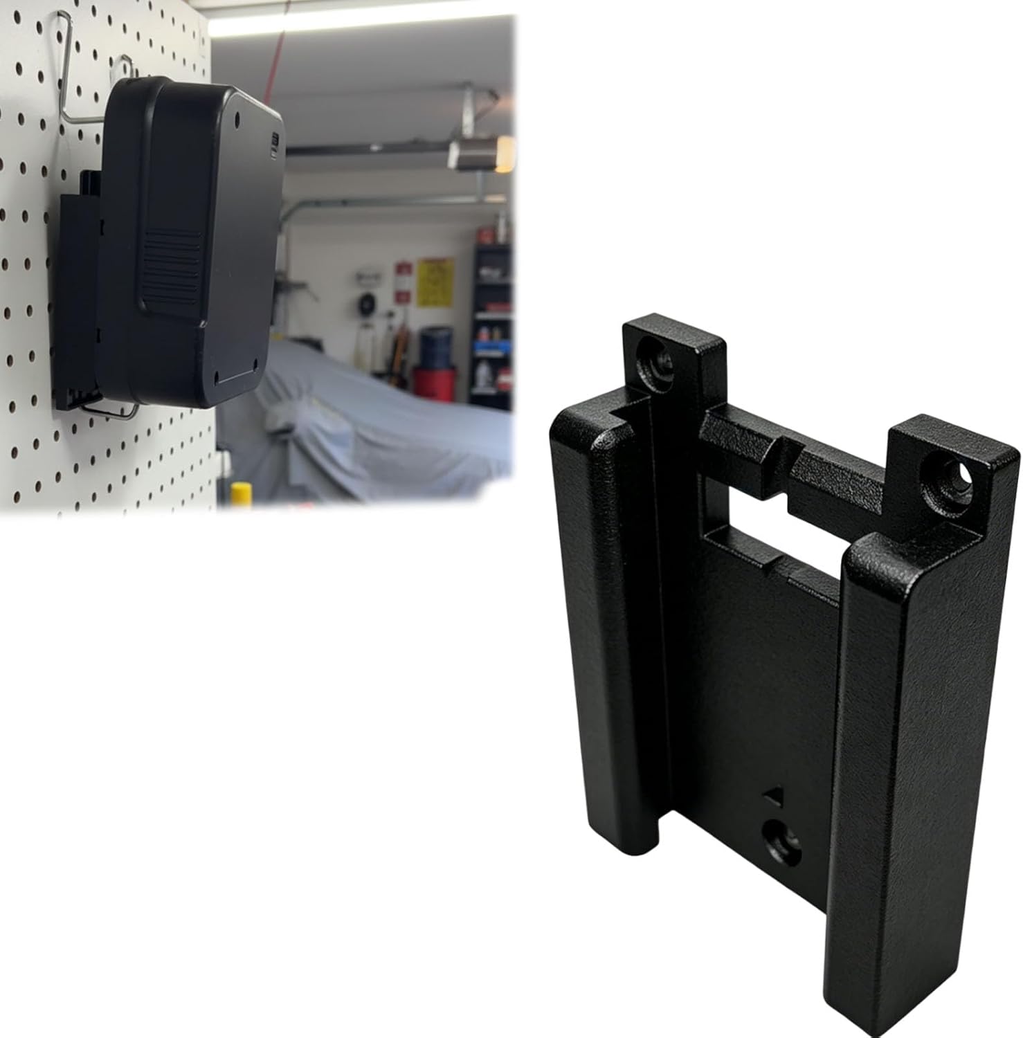 Battery Mount Compatible with Black+Decker 18V | 3D Printed Battery Holder Wall Organizer Dock | Power Tool Battery Storage Rack for Workshop Garage Organization