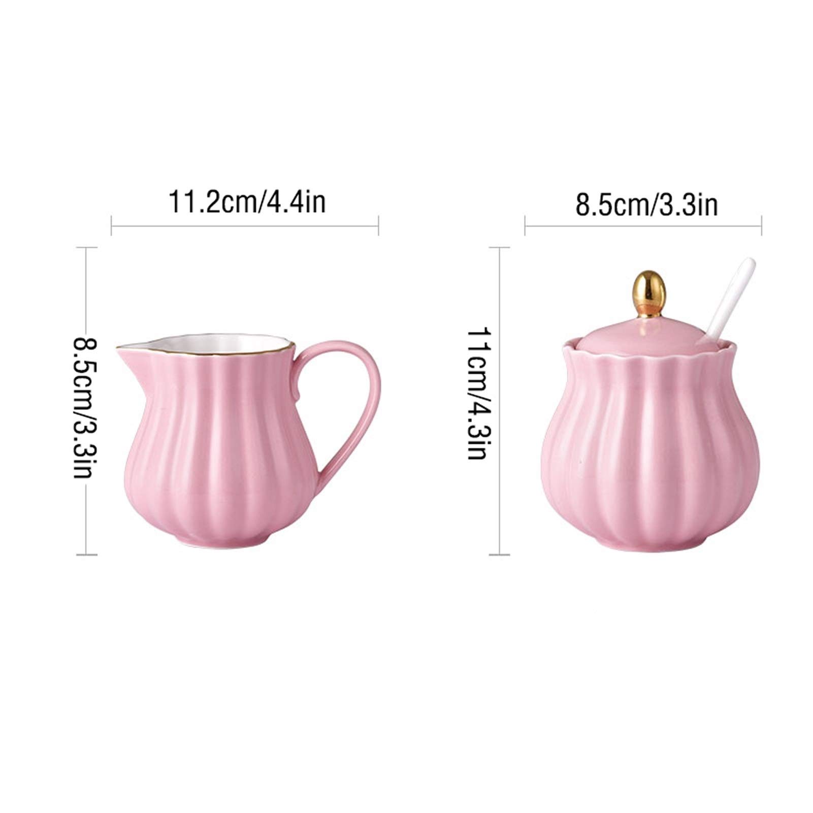 sucrier Bols à Sucre en céramique et Combinaison de Lait de Lait ustensiles de café ménager Accessoires Bol à Sucre avec pavé de Lait à Bouche Pointu bocal à Bonbons (Color : Pink)