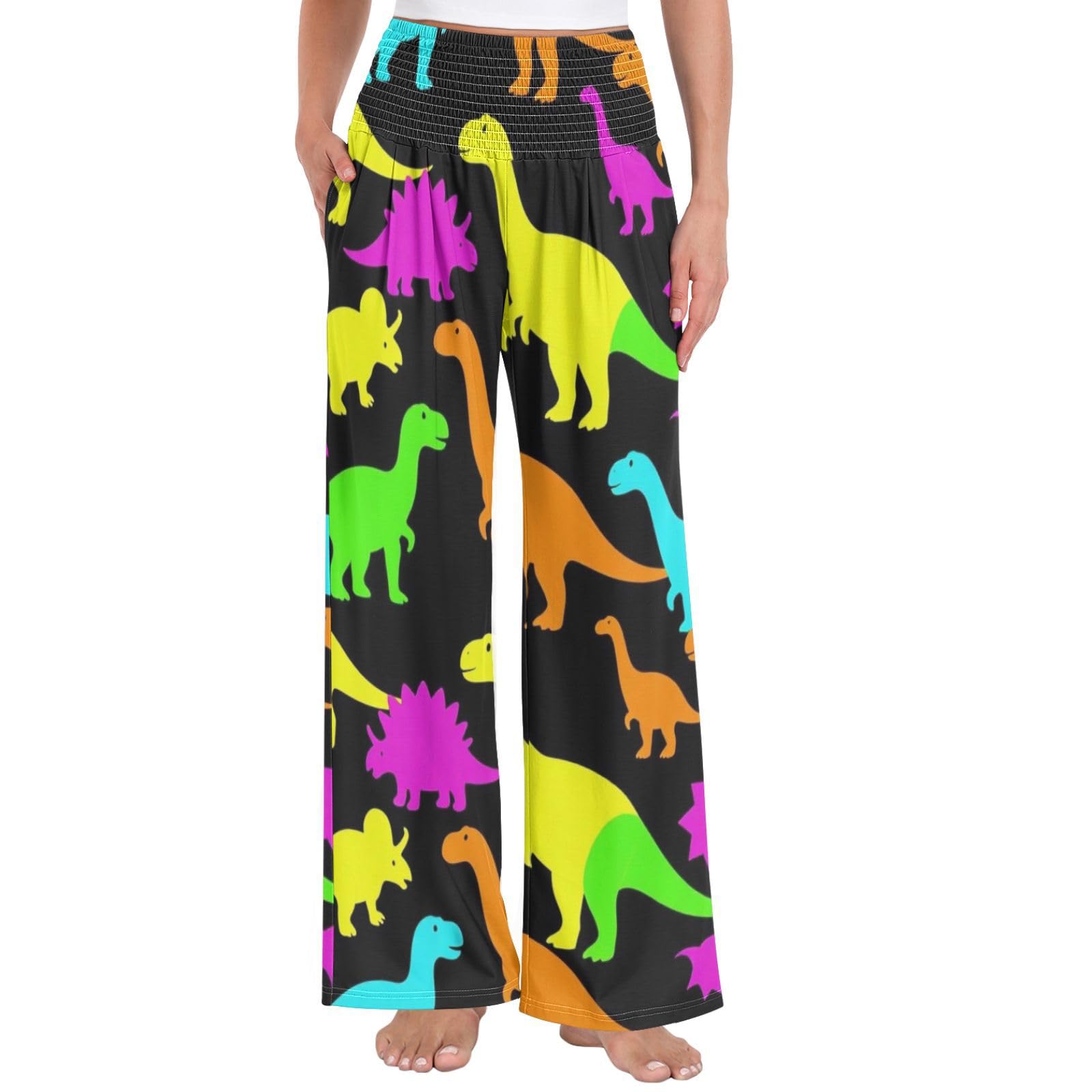 FRODOTGV Neon Dinosaur - Pantalones de yoga ligeros para mujer, pantalones de verano