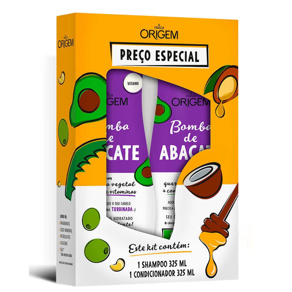 Nazca Origem – Kit Abacate Shampoo 325ml + Condicionador 180ml