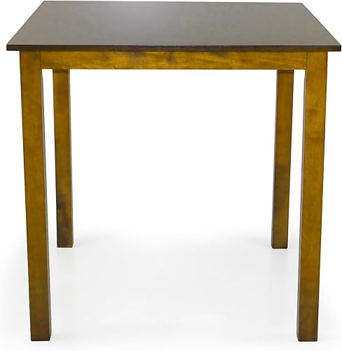 Miniatura 6 de Wickerix Juego de 3 piezas de mesa cuadrada y 2 sillas clásicas de madera maciza cálida, color marrón medio Tela de cuero marrón