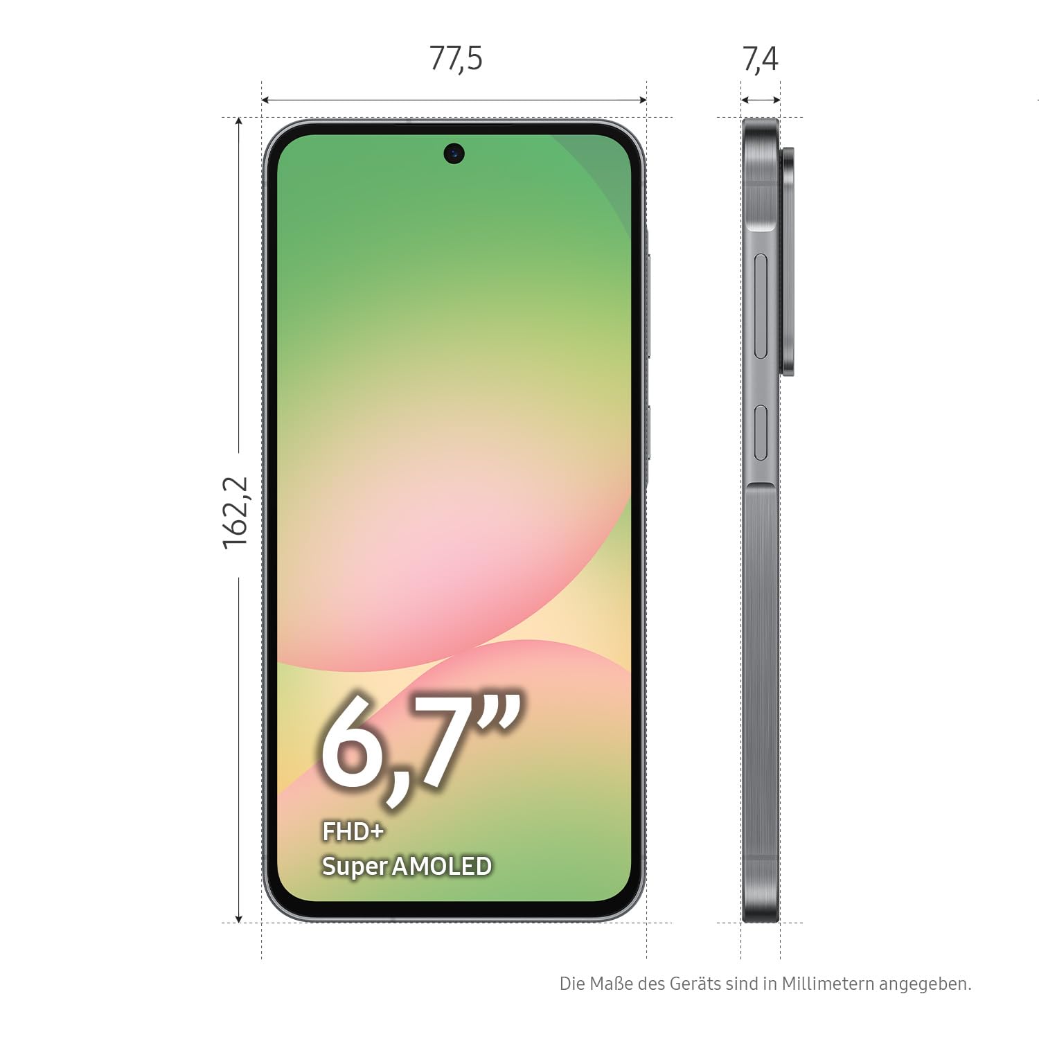 Samsung Galaxy A56 5G AI Smartphone ohne Vertrag, Simlockfreies AI Handy mit Android, 8 GB RAM, 128 GB Speicher, 50-MP-Kamera, Awesome Graphite, 2,5 Jahre Herstellergarantie [Exklusiv auf Amazon]