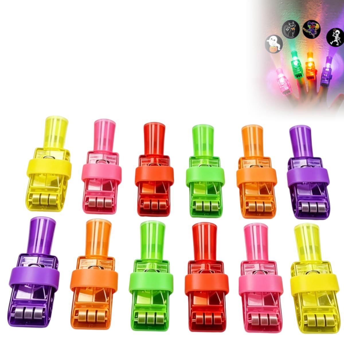 12PC Halloween Finger Projector Lights – Mini Colorful Led Finger Lights