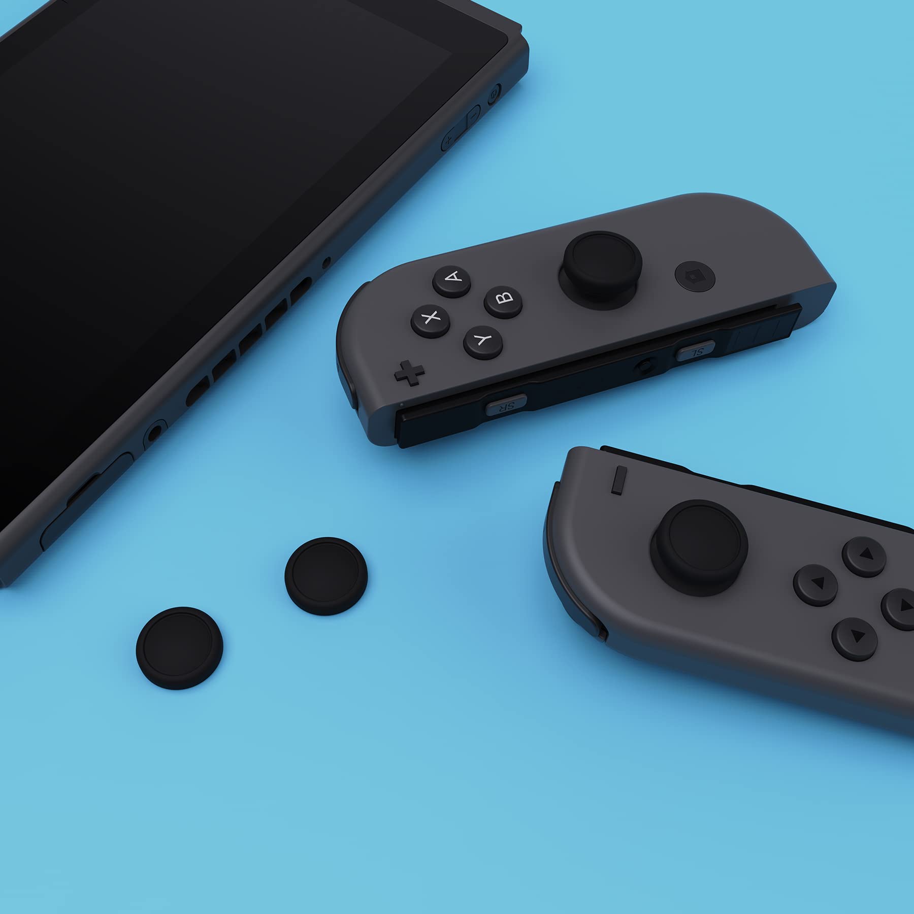PlayVital Capuchon pour Switch Accessoires Protection Joystick,Joycon Cover de Stick pour Nintendo Switch OLED/Lite Thumb Grip Caps Prises de Pouce-Noir