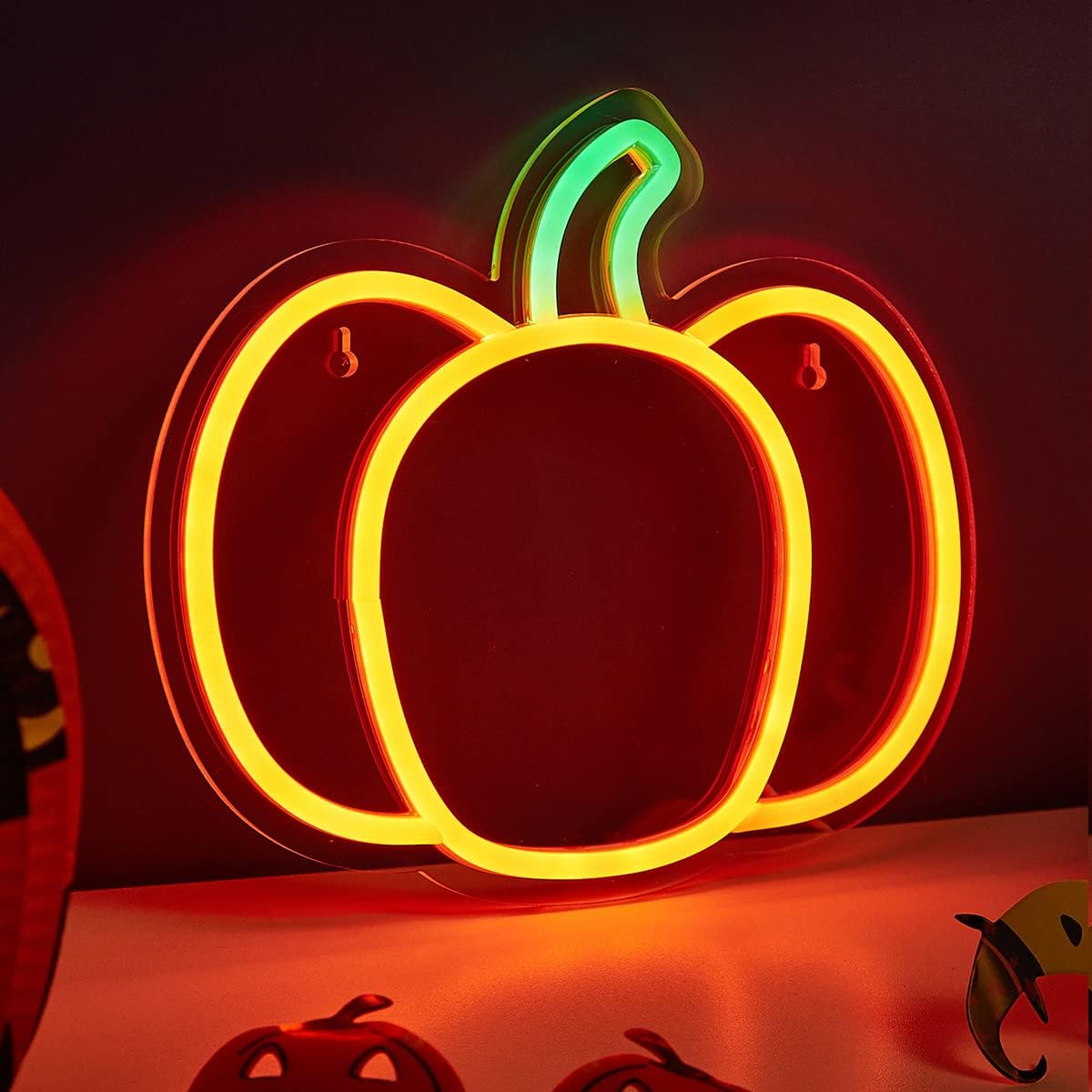LED Neon pumpkin Halloween Neon Sign, USB Powered Neon Signs Night Light, 3D Wall Art & Game room Bedroom Living Room Decor lamp Holiday Gift for Children Kids Girl (Pumpkin) - Image 3