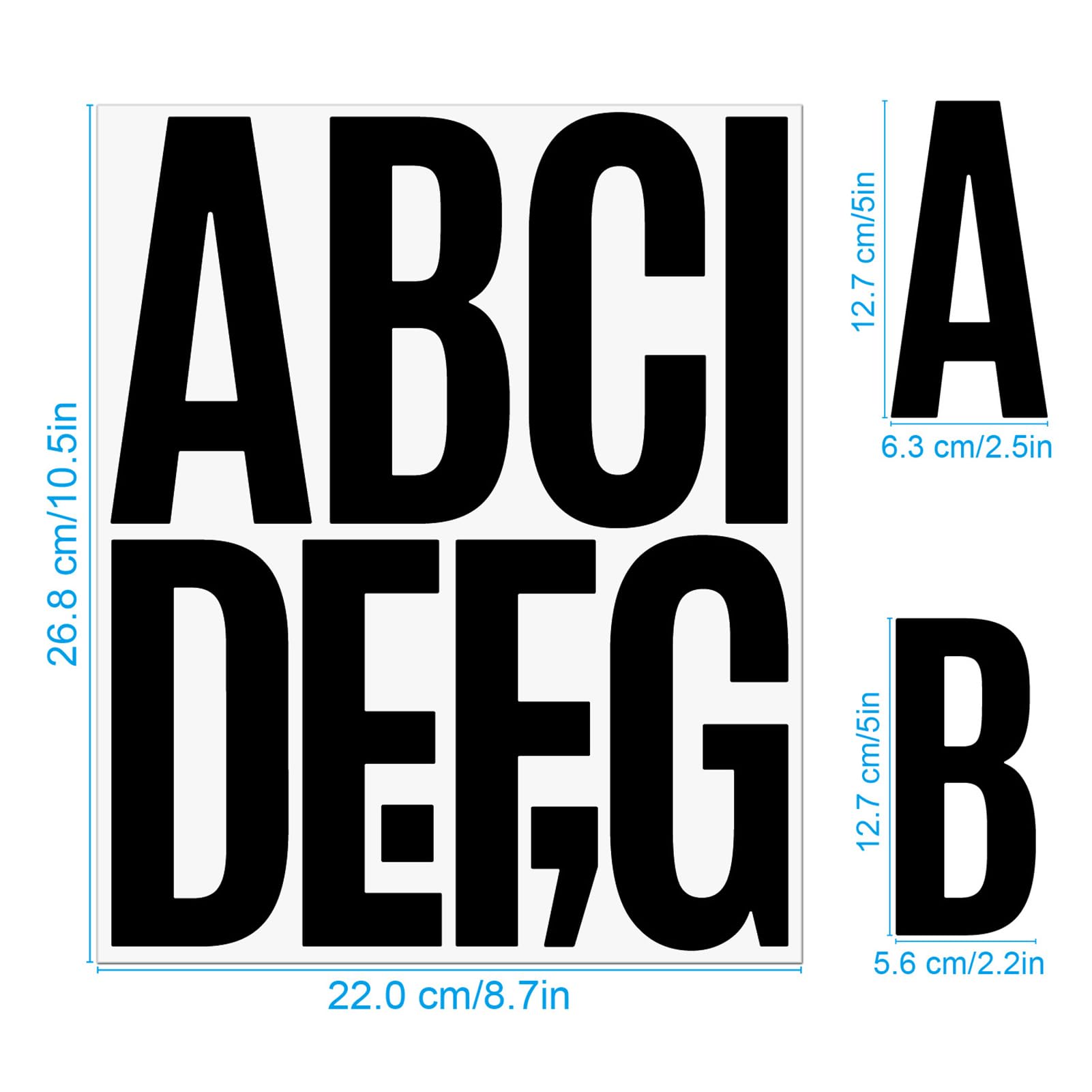 108 Stück Buchstaben Aufkleber Groß 7,6 Cm | Wetterfeste Alphabet Sticker Für Fenster Auto Briefkasten