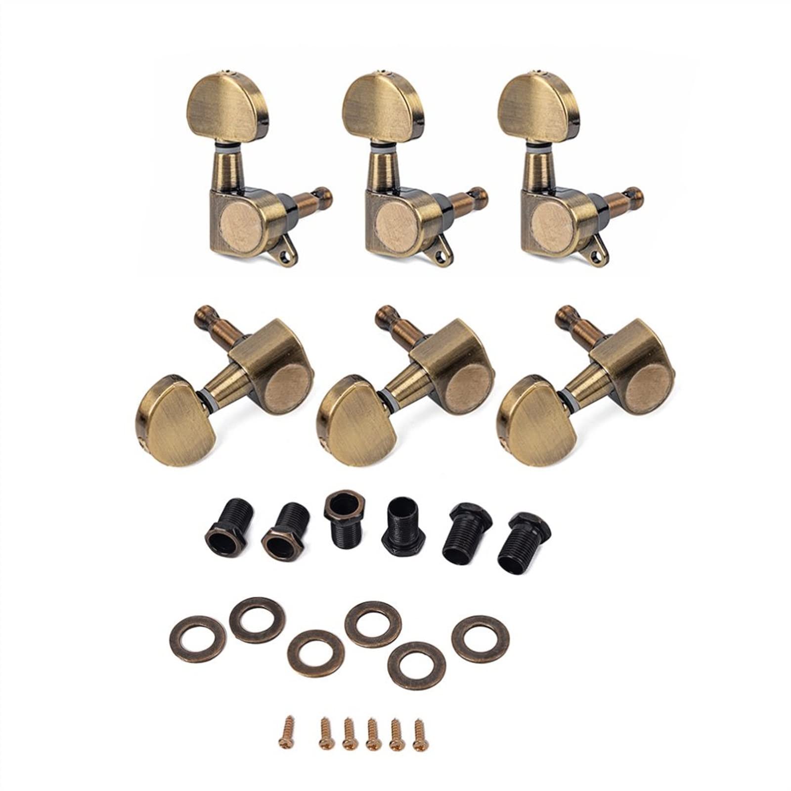 Tuner Mechaniken Knöpfe 6 Stück Gitarren-Mechaniken 3L 3R Locking Tuner Saitenknöpfe Stimmwirbel Kit Austauschbares Zubehör
