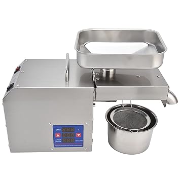 Oil Press Machine, 750W 50?250? Adjustable Cold Hot Press Stainless Steel Automatic Oil Extractor Oil Expeller Oil Presser with 200MM Squeeze Rod, AC Motor, 12 Level Thread for Commercial Home(EU)