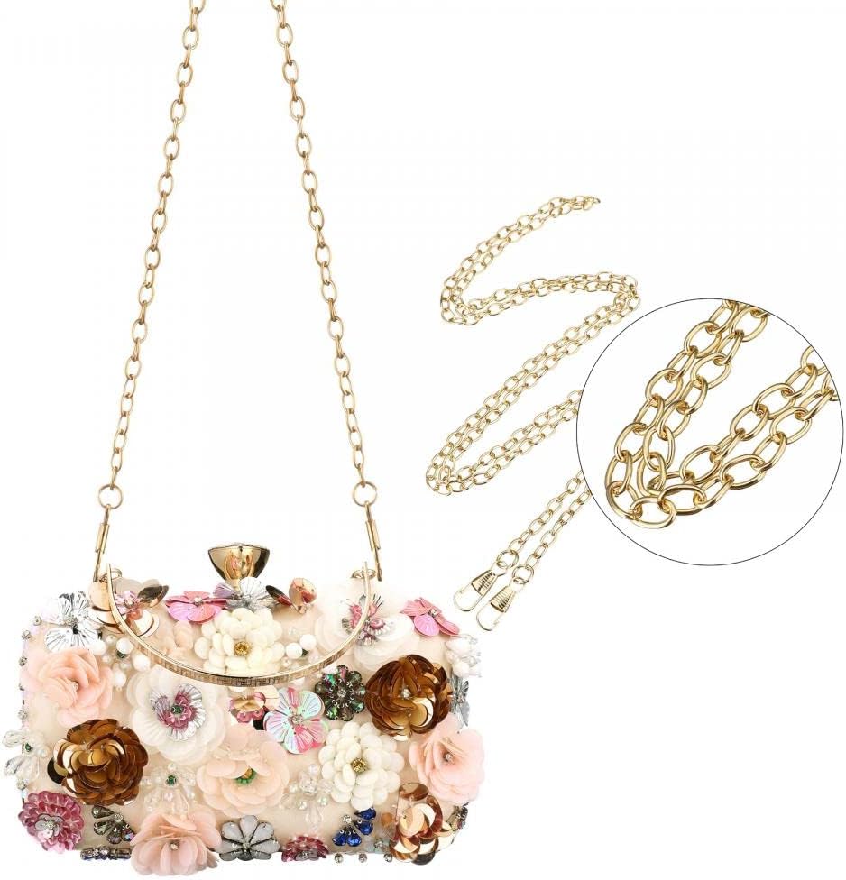 Gets PU Leather Purses and Handbags for Women Floral Beaded Clutch Purse for Wedding Clear Crossbody Bag - Image 3