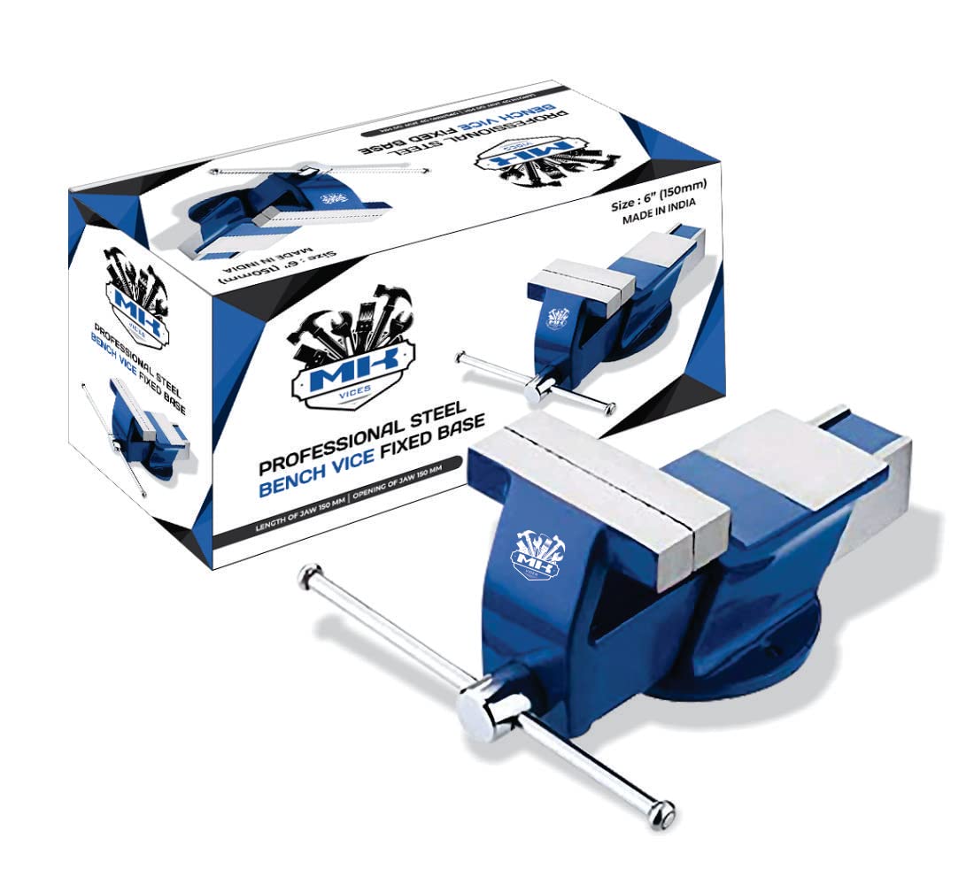 - Heavy Professional Steel Bench Vice Fixed Base (6inches) (150mm) - Multicolour
