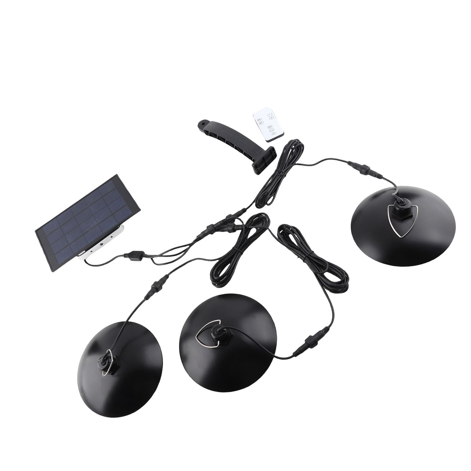 Cocoarm LED Solar Pendant Light ABS Solar Outdoor Light 3 Adjustable Heads 15W 2000mAh IP65 Warm White Induction Lamp for Patio Barn Porch Pathway Garden (with Remote)