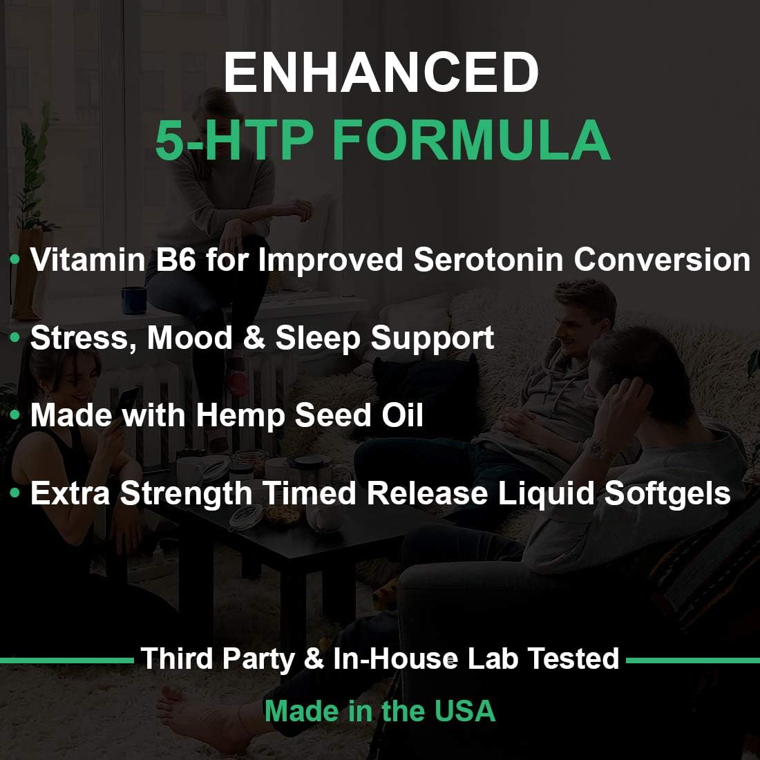 200mg 5-HTP + Vitamin B6 & Hemp Oil for Ultra Serotonin Supplement Support + Natural Stress Relaxation, Mood & Sleep Boost, Extra Strength Extended Time Release : Health & Household