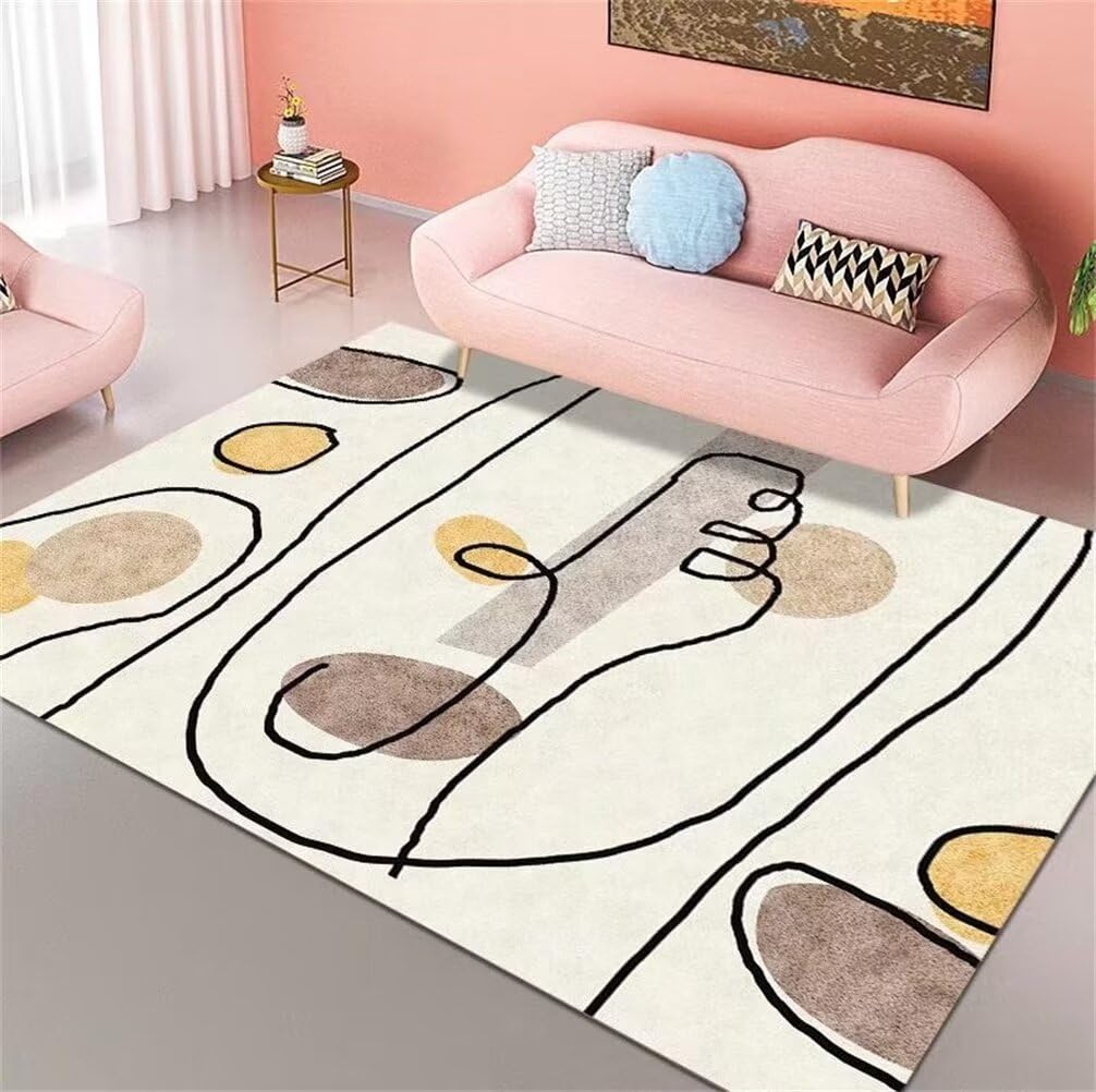 Tapis chambre enfant 100x150 cm sable à lignes modernes pour ado