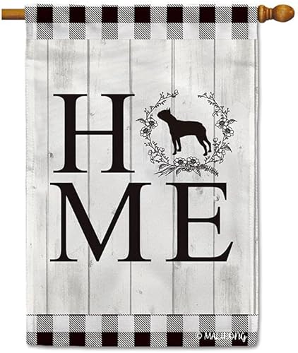 Vista 32 de Bandera de jardín para el hogar, silueta de perro, Chow Chow, búfalo, a cuadros, primavera y verano, para decoración del hogar, 12.5 x 18 pulgadas