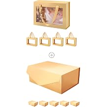 Gold 9x6.5x3.8 Inches Gift Boxes and 10.5x7.5x3 Inches Gift Boxes with Windowes 5 Pcaks
