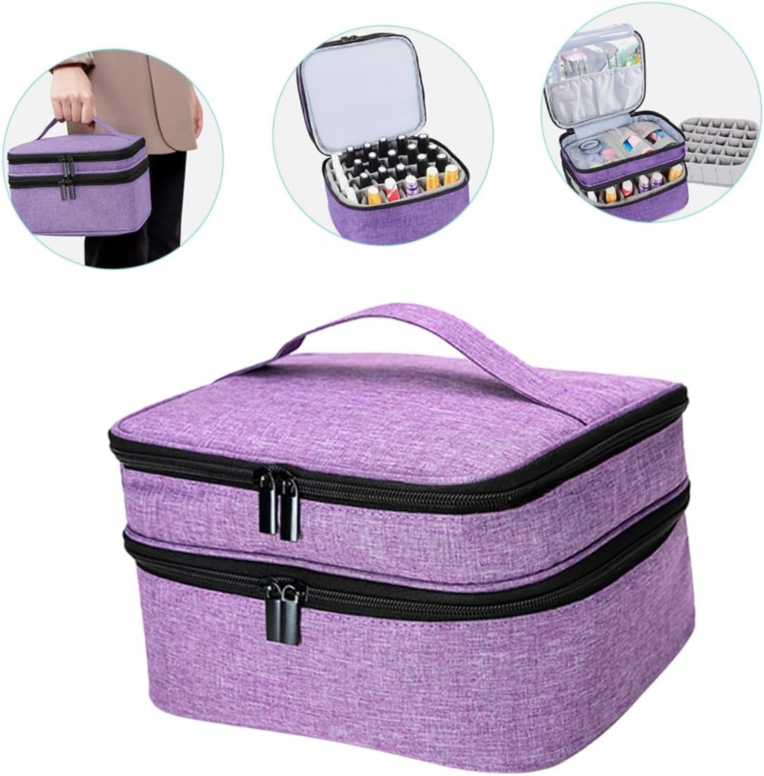 Didiseaon Portable Nail Polish Holder Bag Essential Oil Bag Double Layer Nail Polish Organizer Case Makeup Storage Organizer