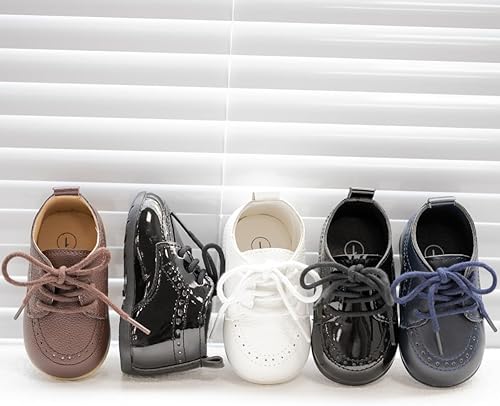 Miniatura 2 de Meckior Zapatos de Boda Clásicos para Bebés Niños y Niñas de Cuero Sintético PU, Mocasines Brogue, Zapatos Oxford para Niños Pequeños, Zapatos de