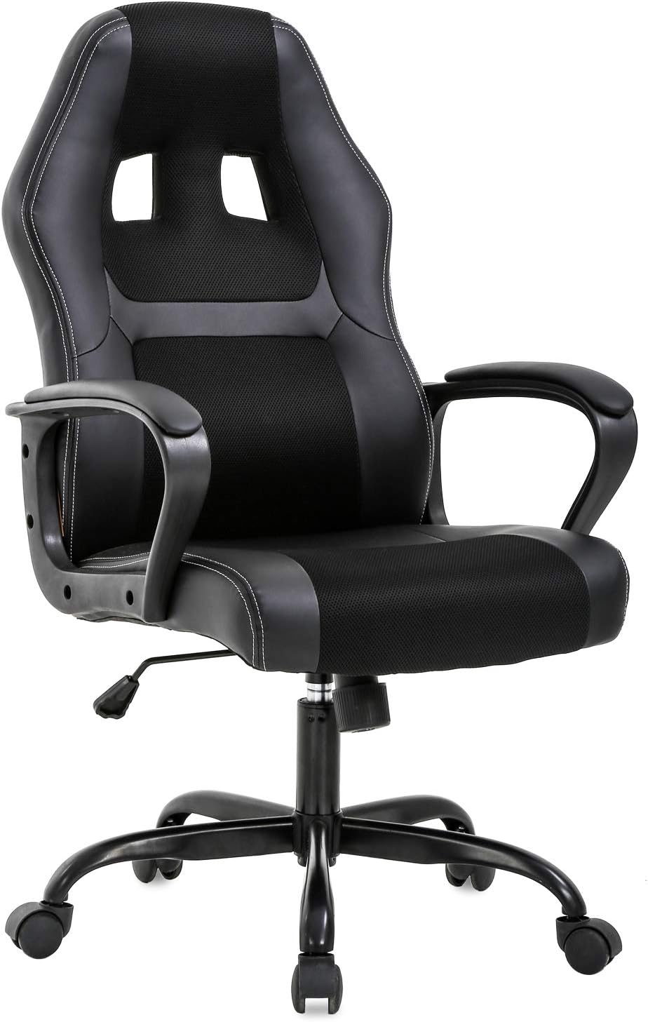 BestOffice Office Chair PC Gaming Chair Cheap Desk Chair Ergonomic PU Leather Executive Computer Chair Lumbar Support for Women, Men (Black)