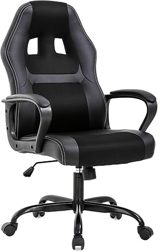 BestOffice - Silla de oficina para escritorio de juegos, silla de juegos de carreras, con respaldo alto, para computadora, giratoria, silla de Negro