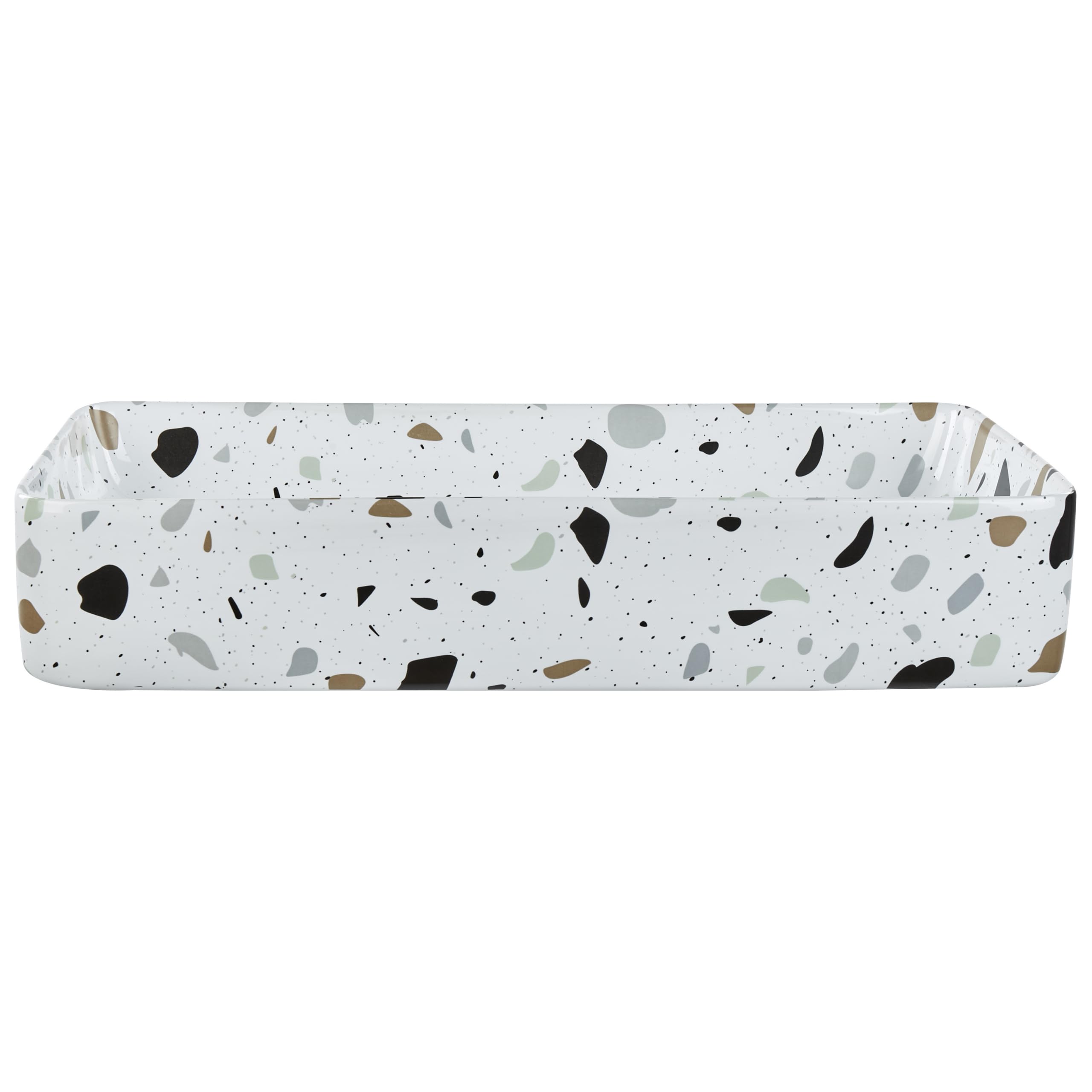 Umywalka łazienkowa nablatowa ceramiczna z efektem lastryko prostokątna 61 x 35 cm Nules