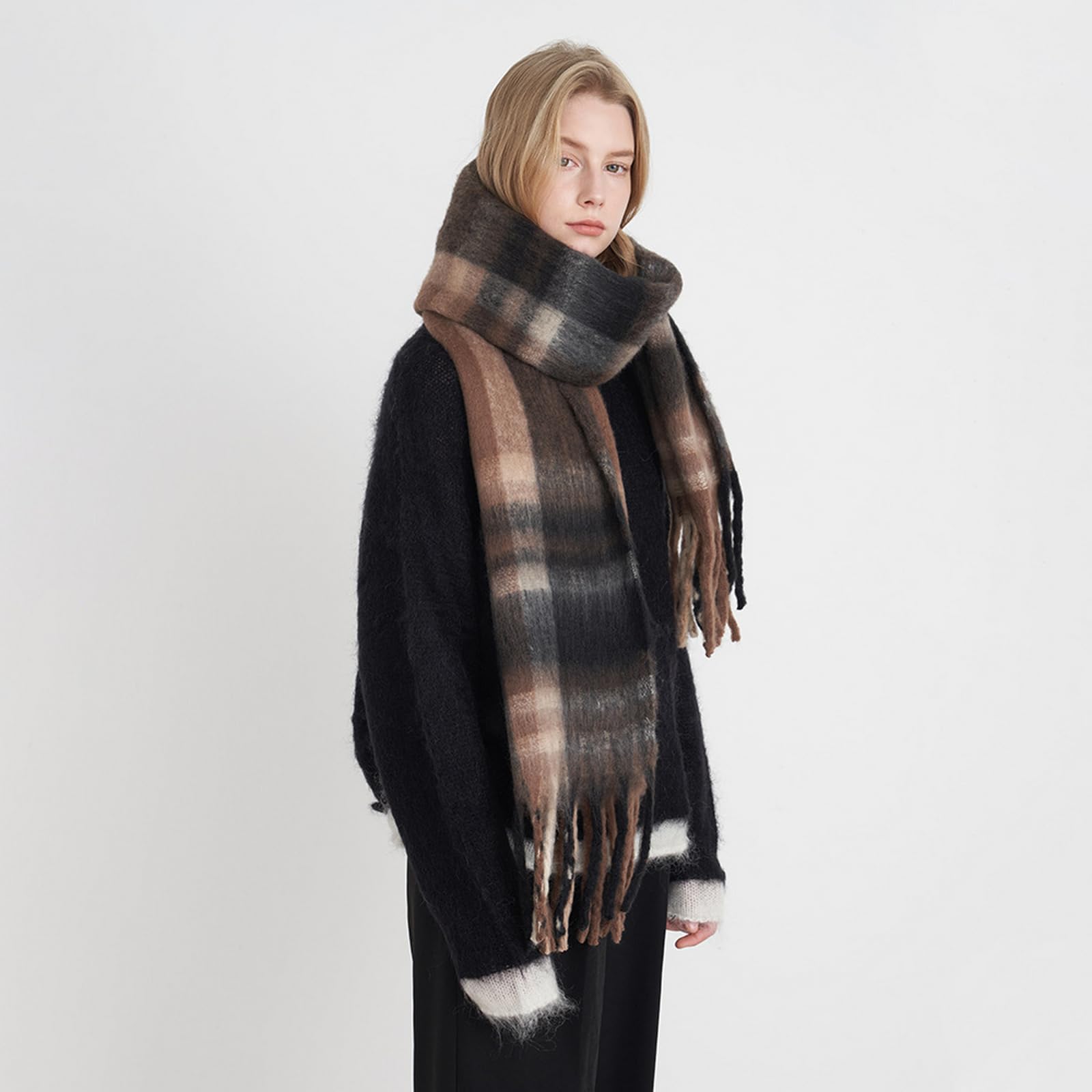 Foulard Donna Scaldacollo Invernale Classico Da Con Sciarpa Scozzese Retrò Calda