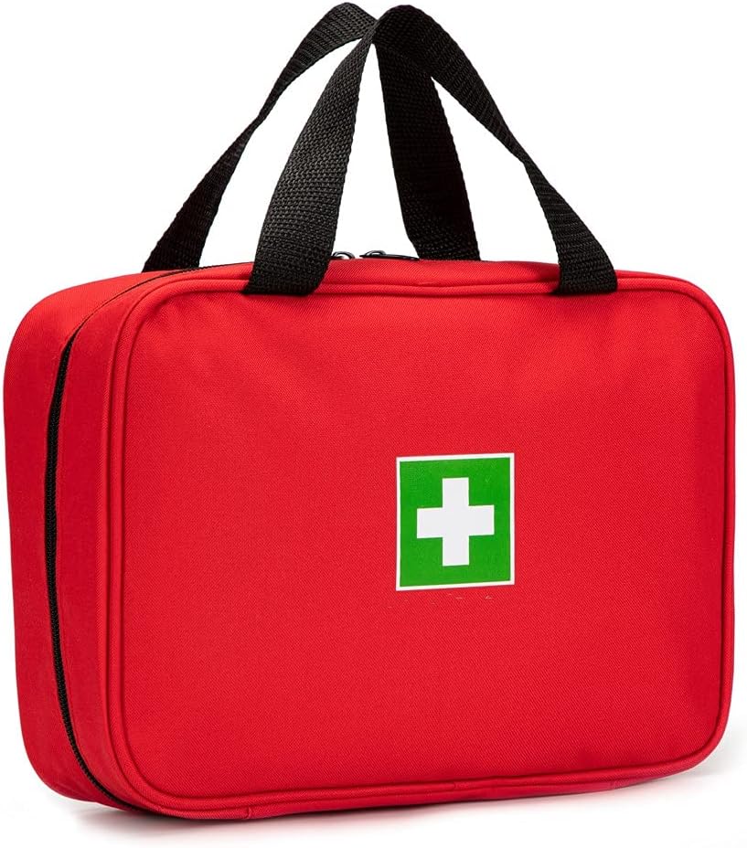 Jipemtra Red First Aid Bag Empty Travel Rescue Pouch First Responder Storage Medicine Emergency Bag for Car Home Office Kitchen Sports Outdoors (Red) : Health & Household