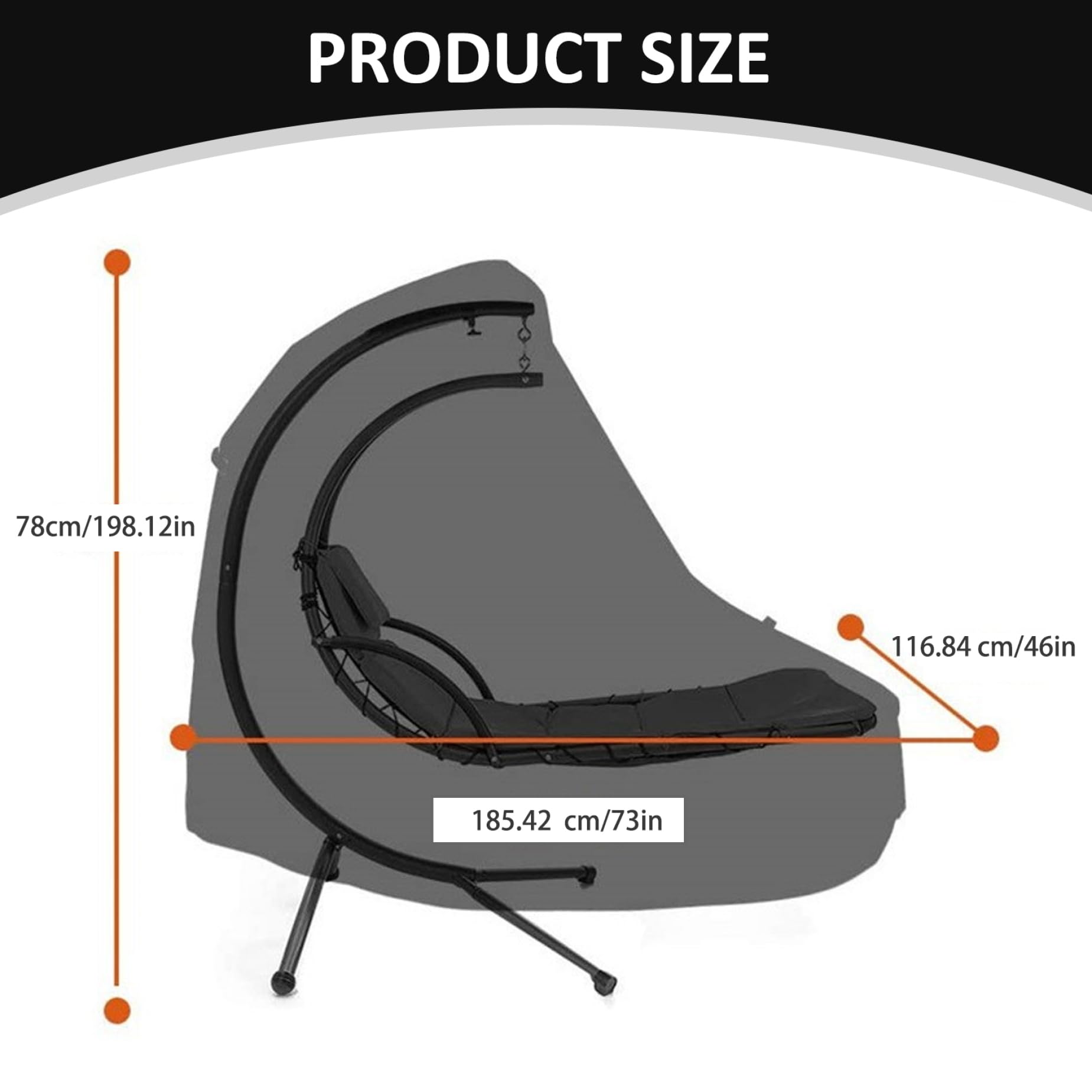 Fodera per chaise longue in tessuto Oxford 73X46X78 cm Fodera per poltrona da esterno impermeabile anti-UV con coulisse e maniglia imbottita Amaca con ventilazione resistente agli agenti atmosferici