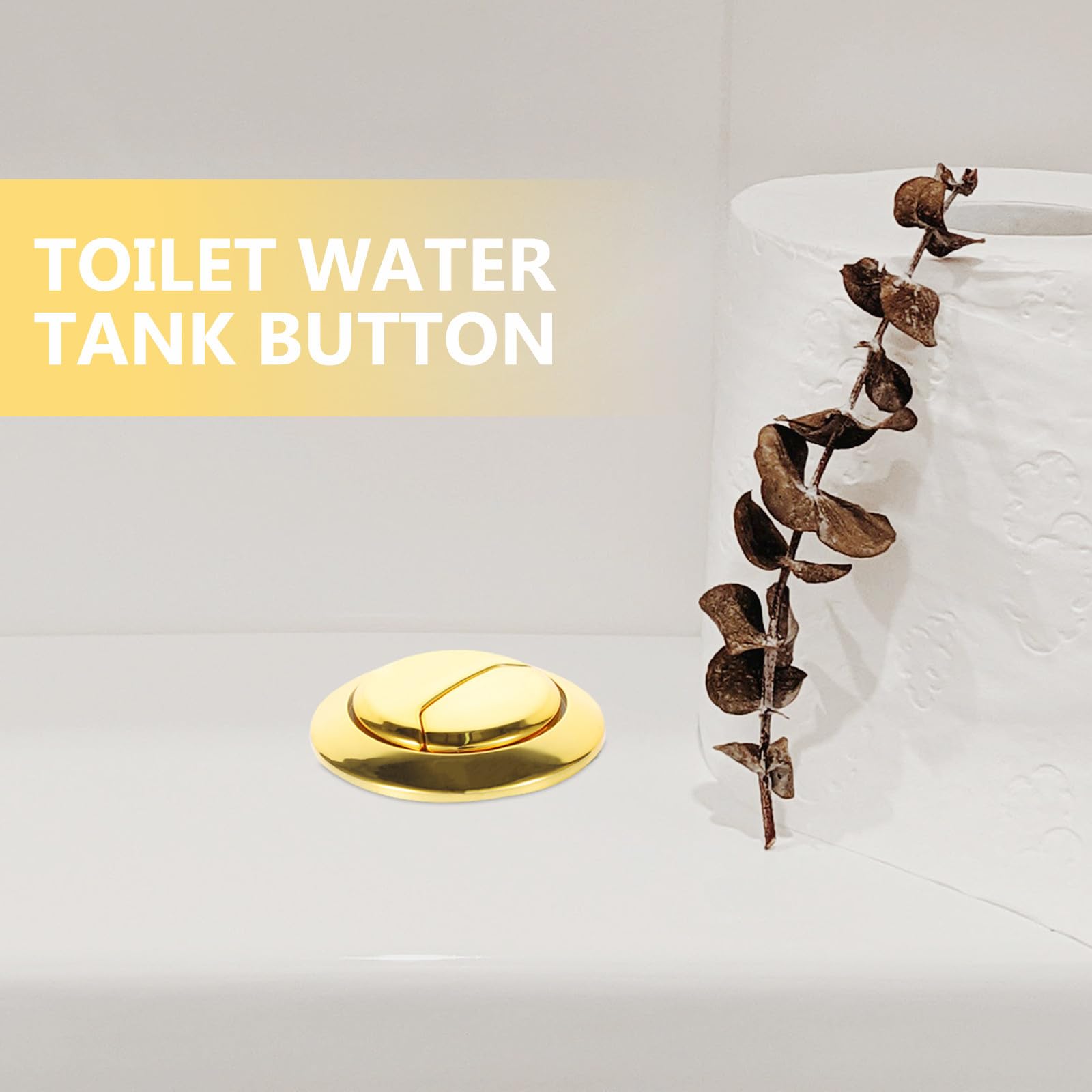 Botón de Doble Descarga para Cisterna de Inodoro, Plástico Dorado | Accesorio de Reemplazo Pulsador Doble, Pieza de Baño para Tapa de Tanque, Diseño