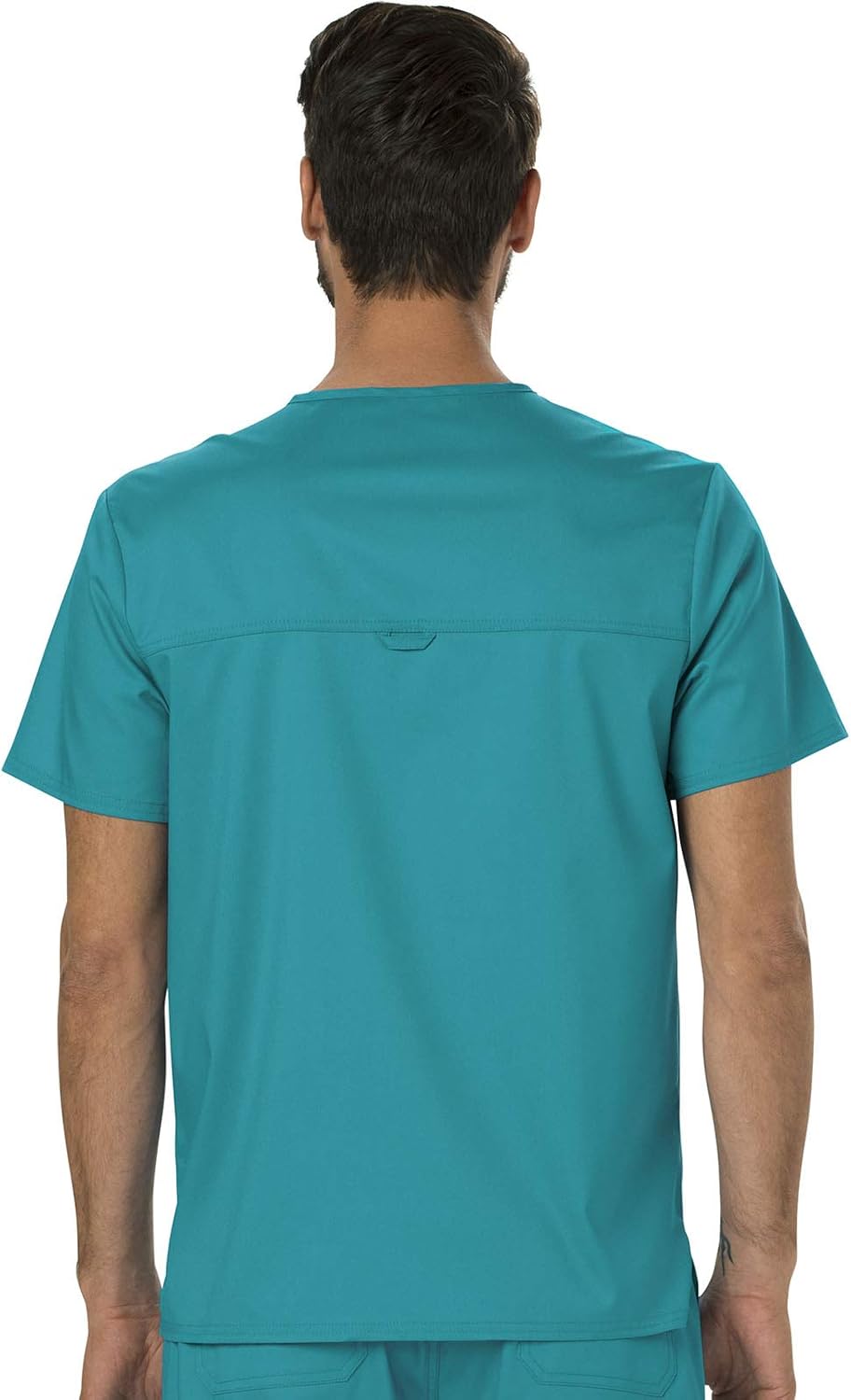 Cherokee Men Scrubs Set Workwear Revolution WW690 Tuckable V-Neck Top & WW140 Fly Front Pant, Teal Blue- L Top/L Pant