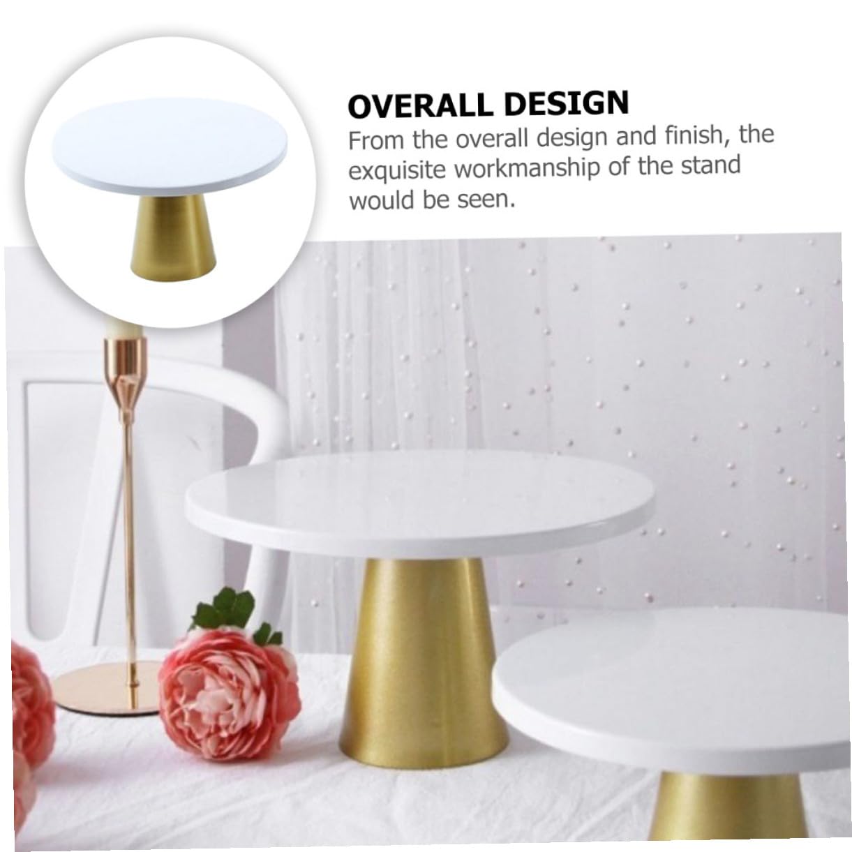 Présentoir à Gâteaux en Fer Blanc Moyen, Plateau Décoratif Multifonction 1 Niveau pour Desserts, Accessoire pour Mariage, Anniversaire et Usage Domestique, Support Gâteau
