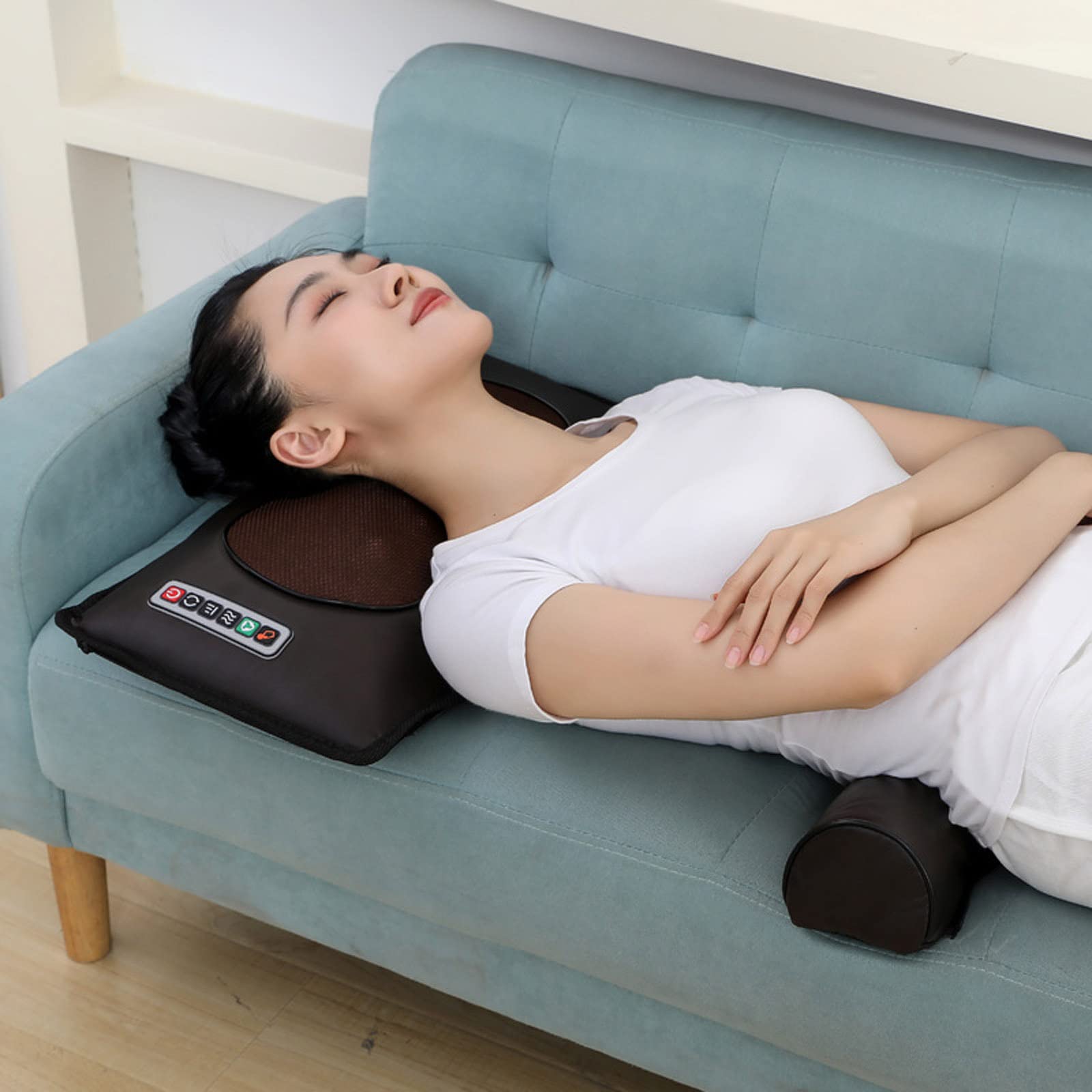 Comfier Materassino Massaggiante con Calore, Shiatsu per Schiena con 20 Motori a Vibrazione, Cuscino Massaggiatore Shiatsu per Letto, per Collo e Schiena, Cortexgrinding