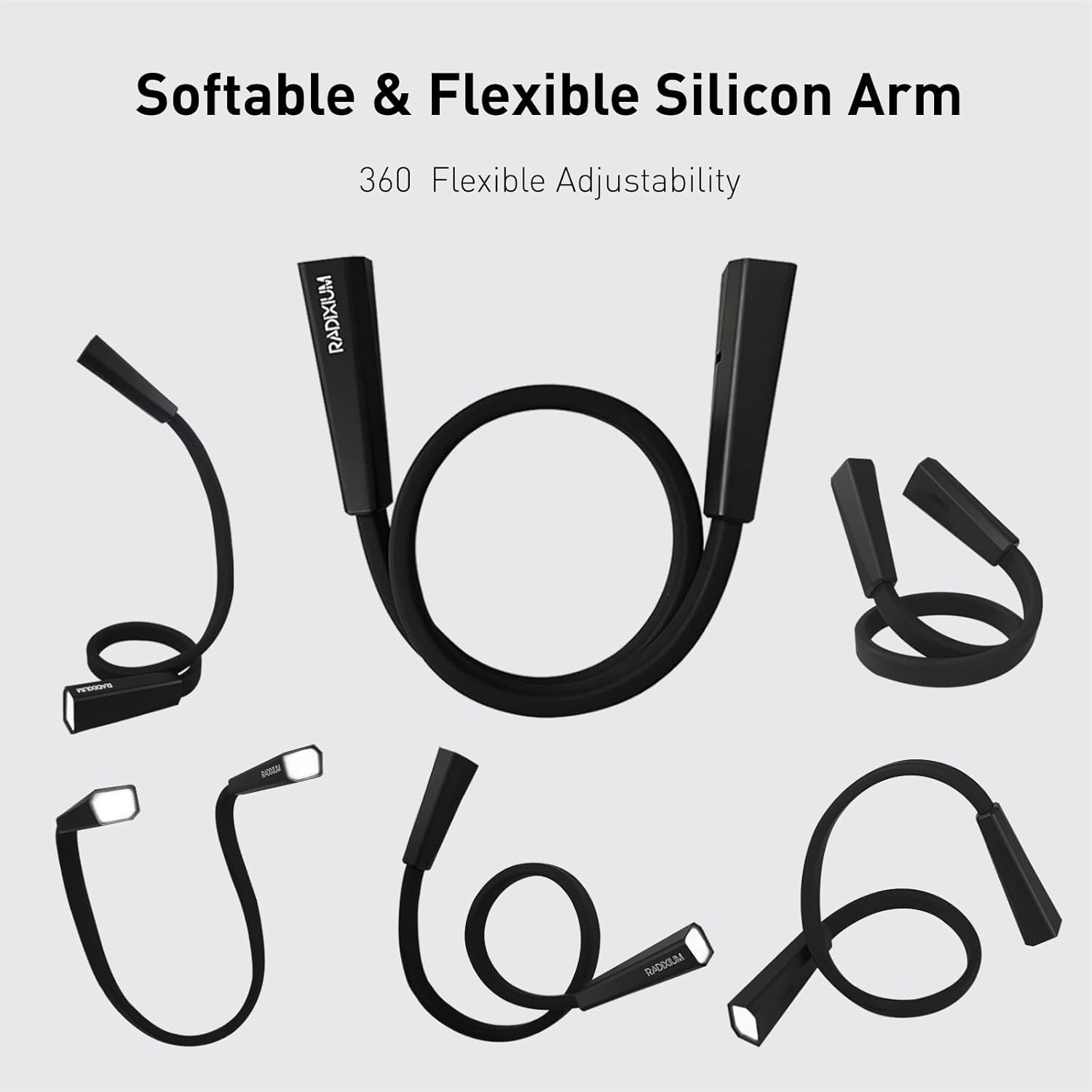 LED Neck Reading Light, Book Light for Reading in Bed, 2 Colors, 4 Brightness Levels, Bendable Arms, Rechargeable, Long Lasting,Comfortable & Lightweight for Reading,Crafting (Black-typec)
