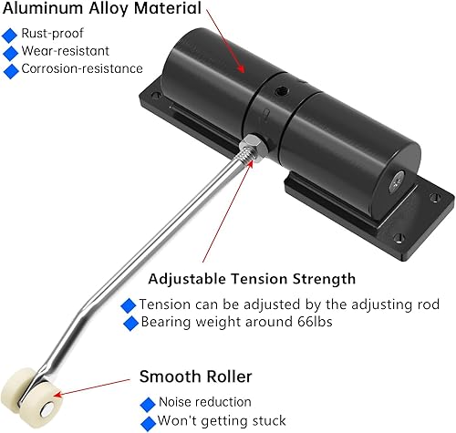 Miniatura 2 de Cierrapuertas automático, silencioso y seguro, cierrapuertas de tensión ajustable para el hogar y resorte de puerta de fácil instalación para cierre