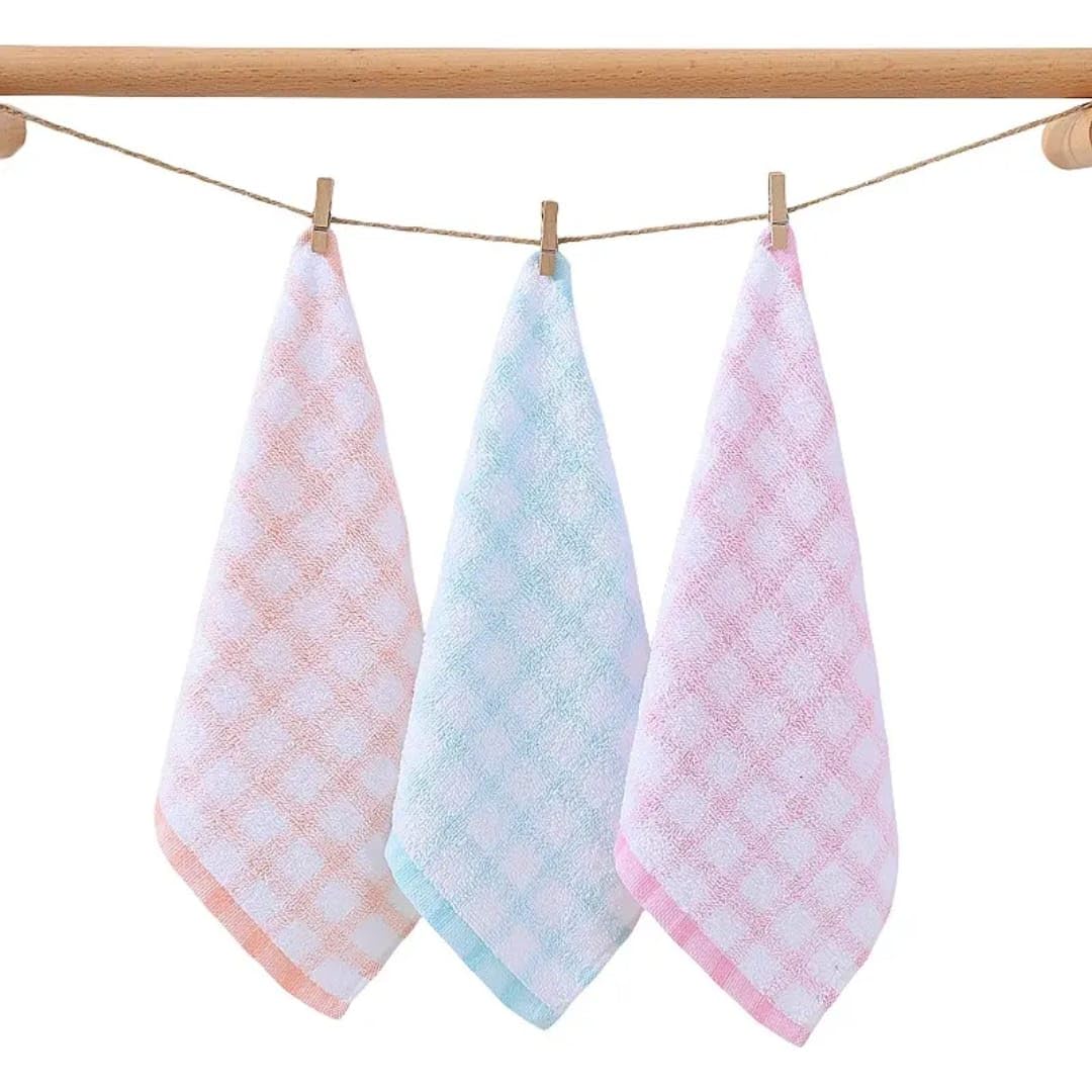Ultra Soft and Super Absorbent 100% Cotton Handkerchiefs/Face Towel for Women/Girls/Kids | Pack of 12 | Pastel Striped Pattern - Multicoloured-image-32